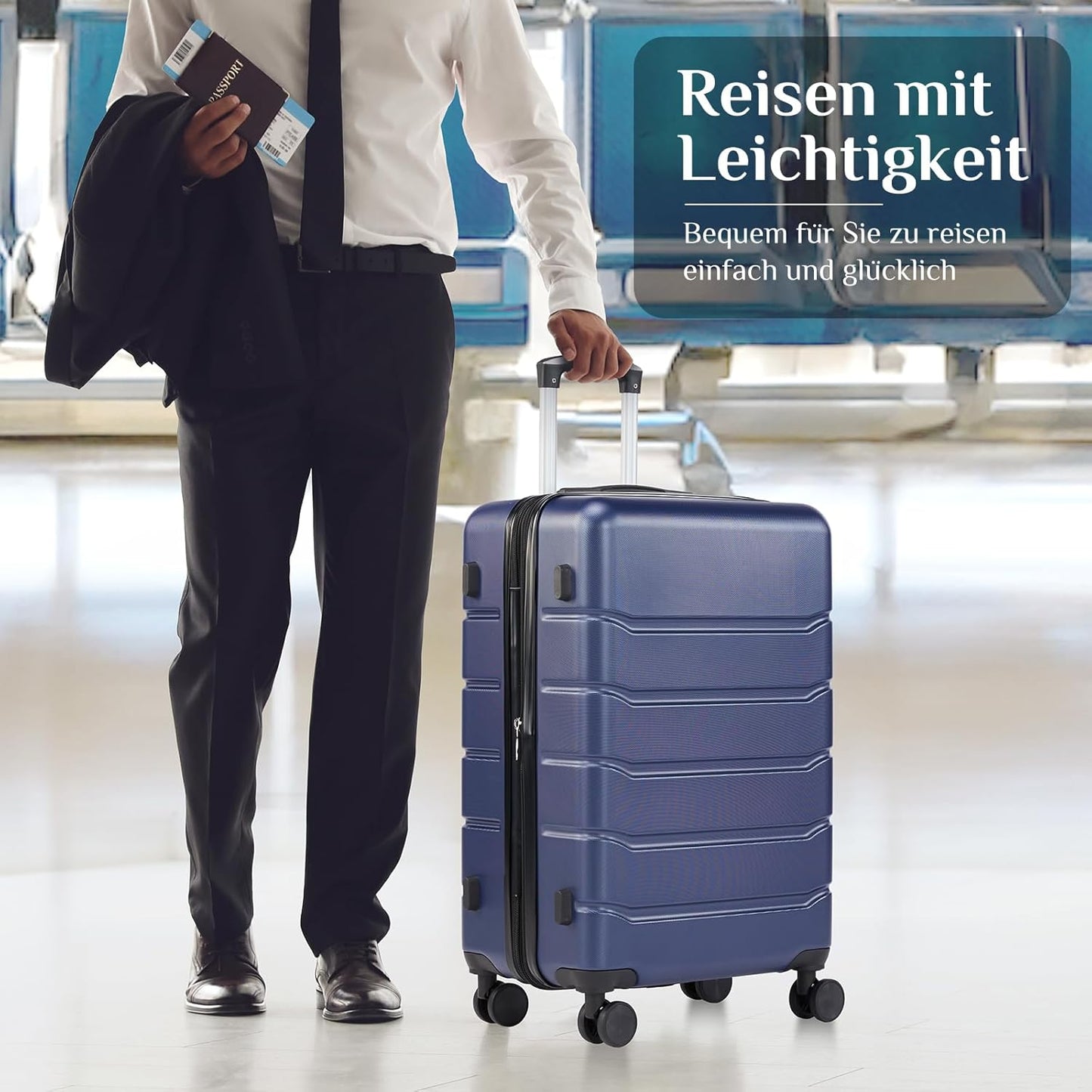 3-teiliges Hartschalen-Kofferset mit TSA-Schloss, Blau 3-Piece Set (20/24/28)