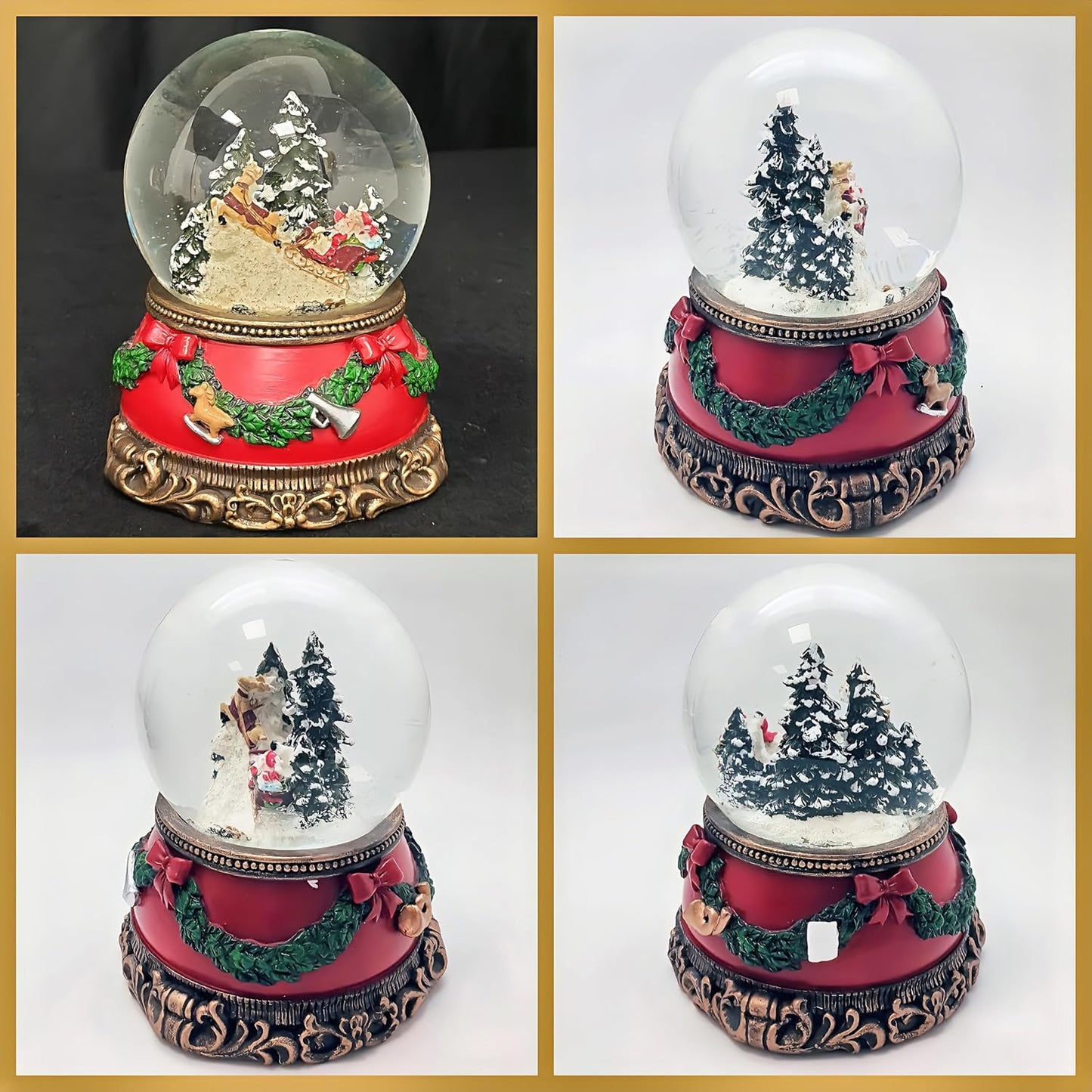 Schneekugel & Spieluhr Santa im Schlitten