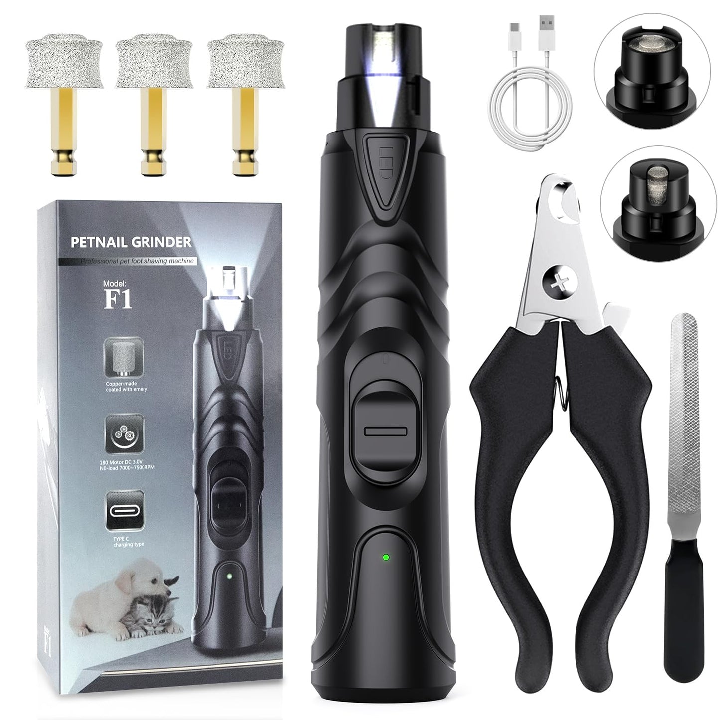 Profi Krallenschleifer-Set mit LED und Krallenschere