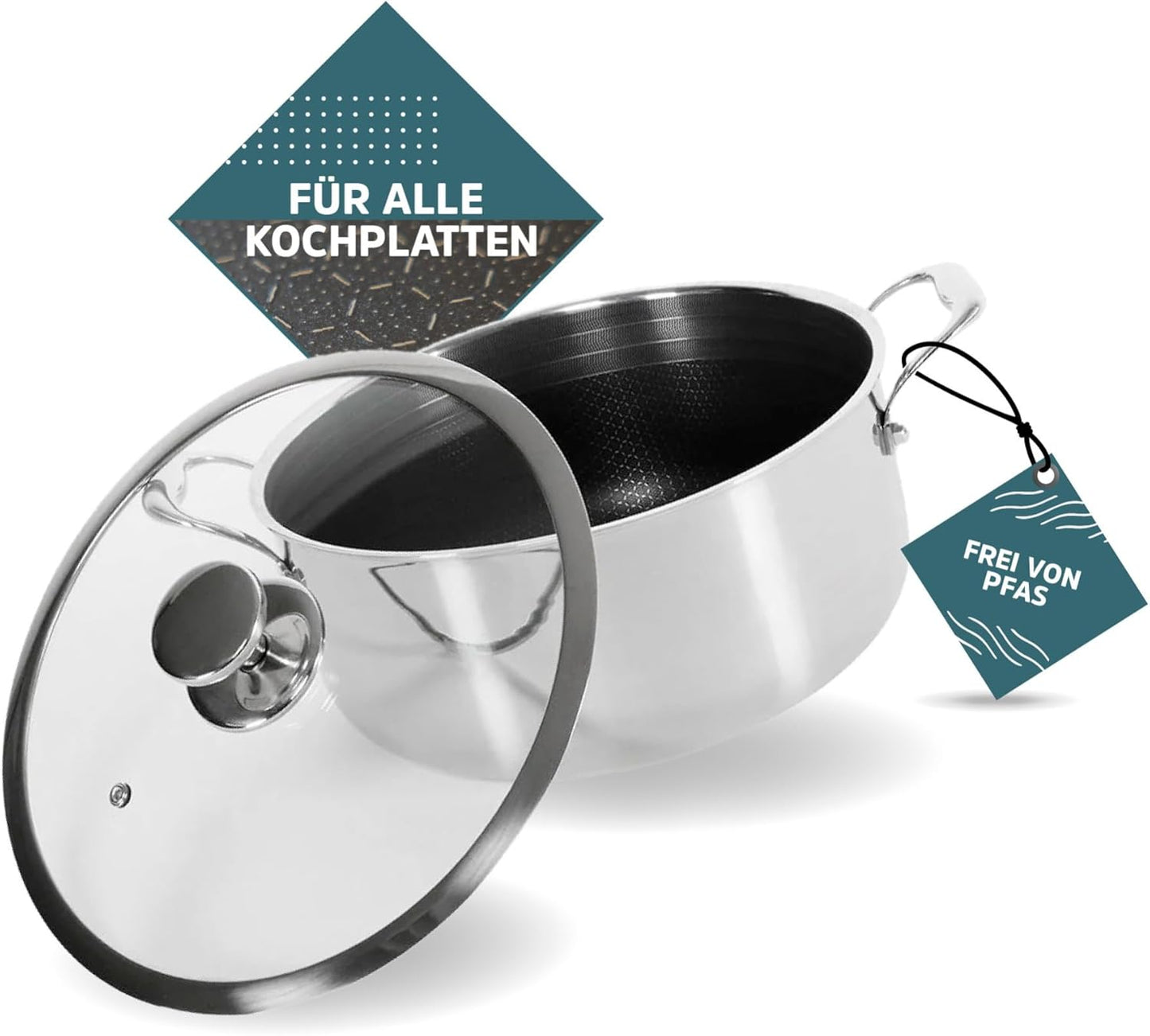 Hybrid Kochtopf mit Deckel, 2.9 Liter