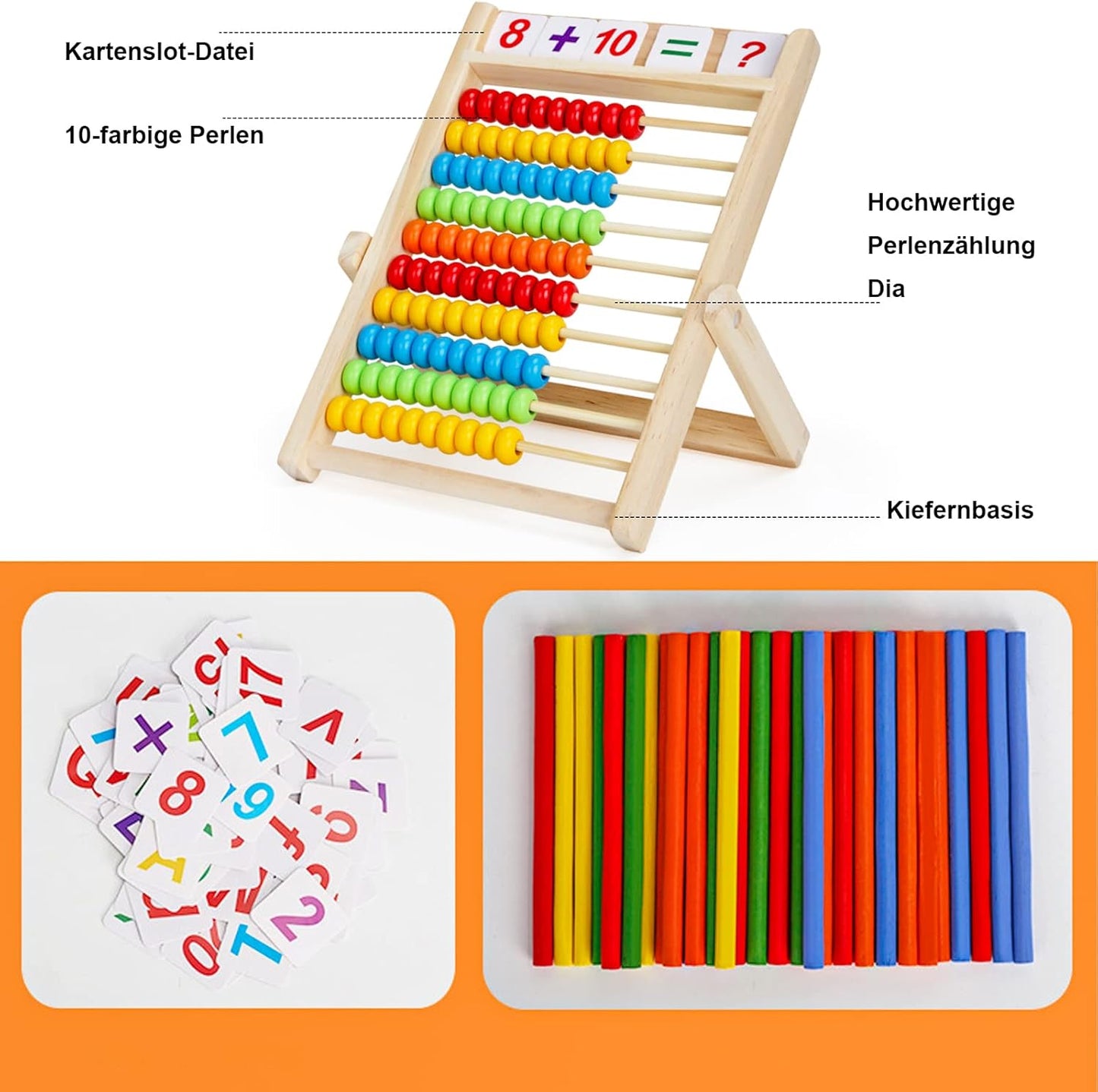 Abakus und Rechenstäbe-Set, 28x21 cm, L