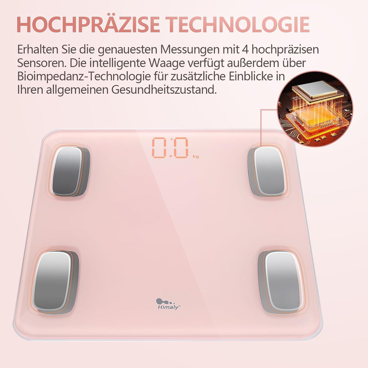 Körperfettwaage ‎1467-01 mit App-Steuerung, Rosa
