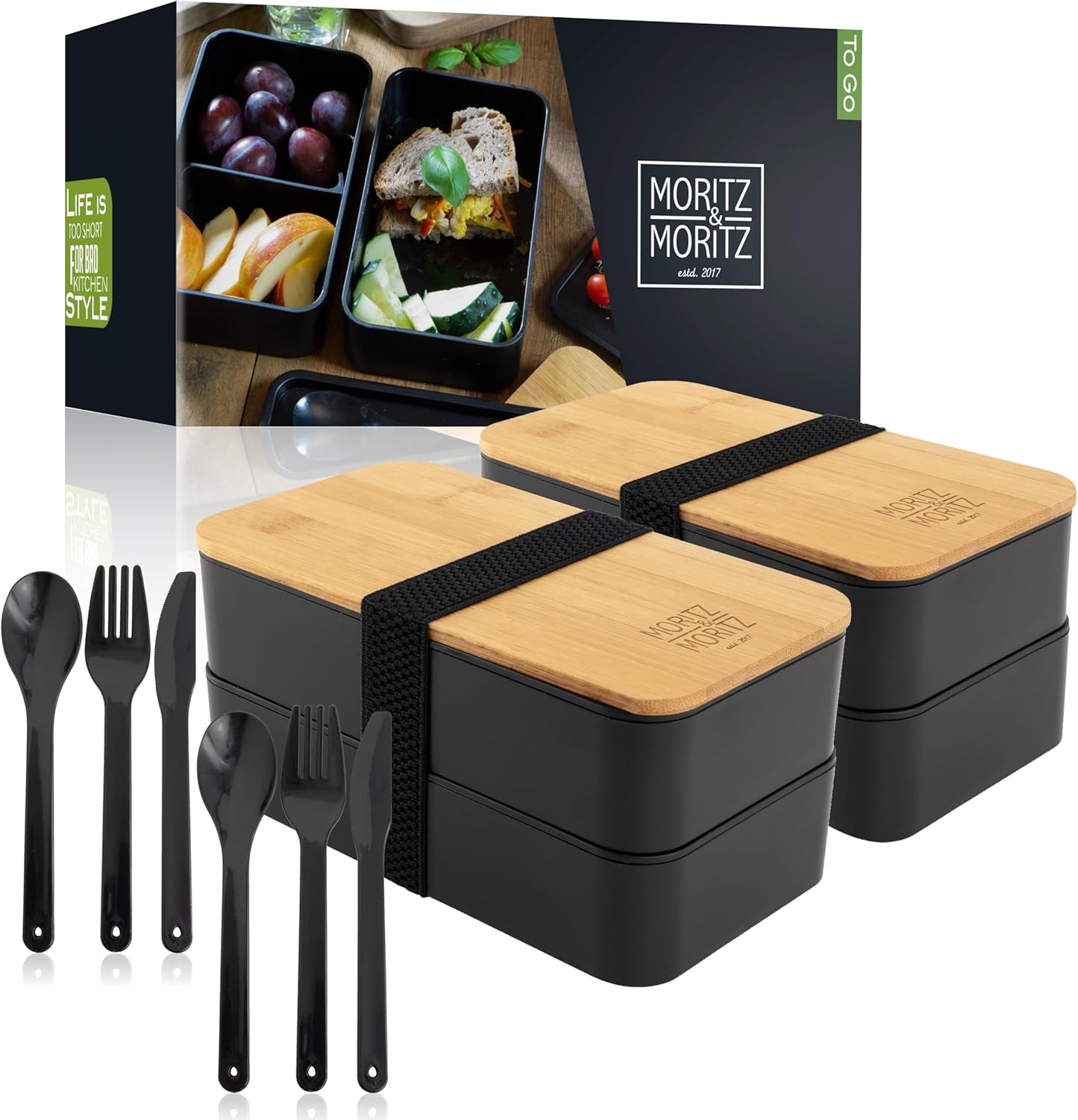 2er Bento Box Set, 2er Pack Schwarz