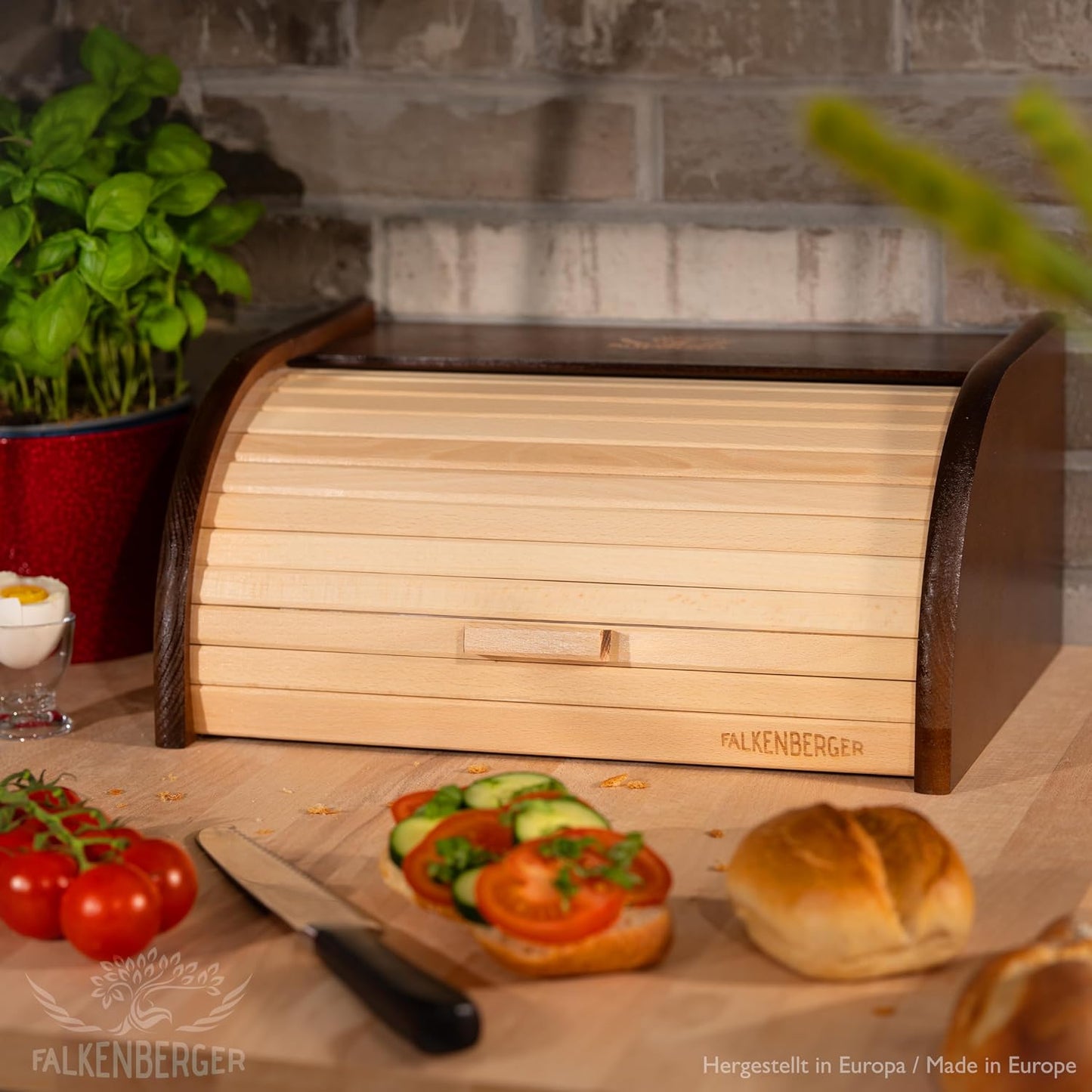 Brotkasten mit Roll-Deckel, Braun XL