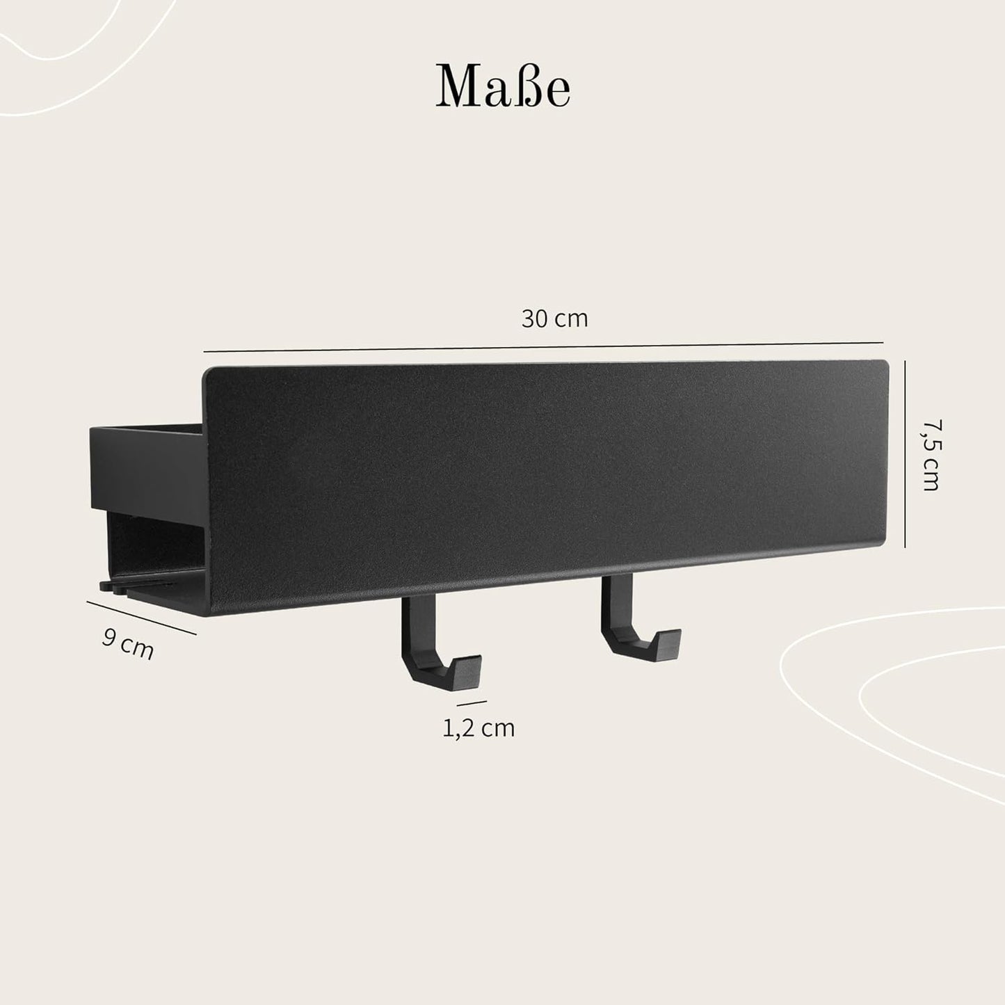 Duschregal, 30 cm Rectangular Matt Schwarz