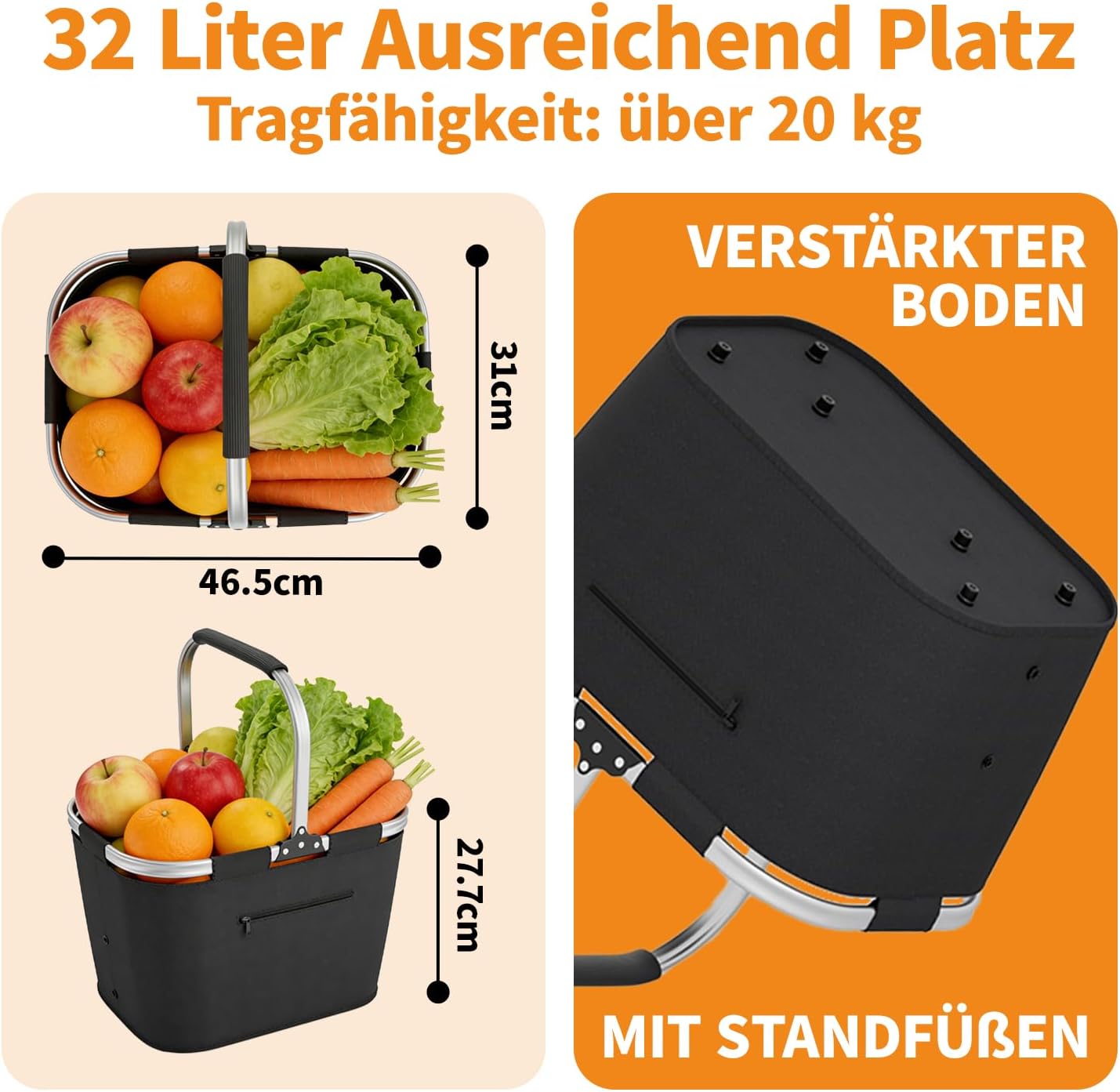 Faltbarer Einkaufskorb, 35L