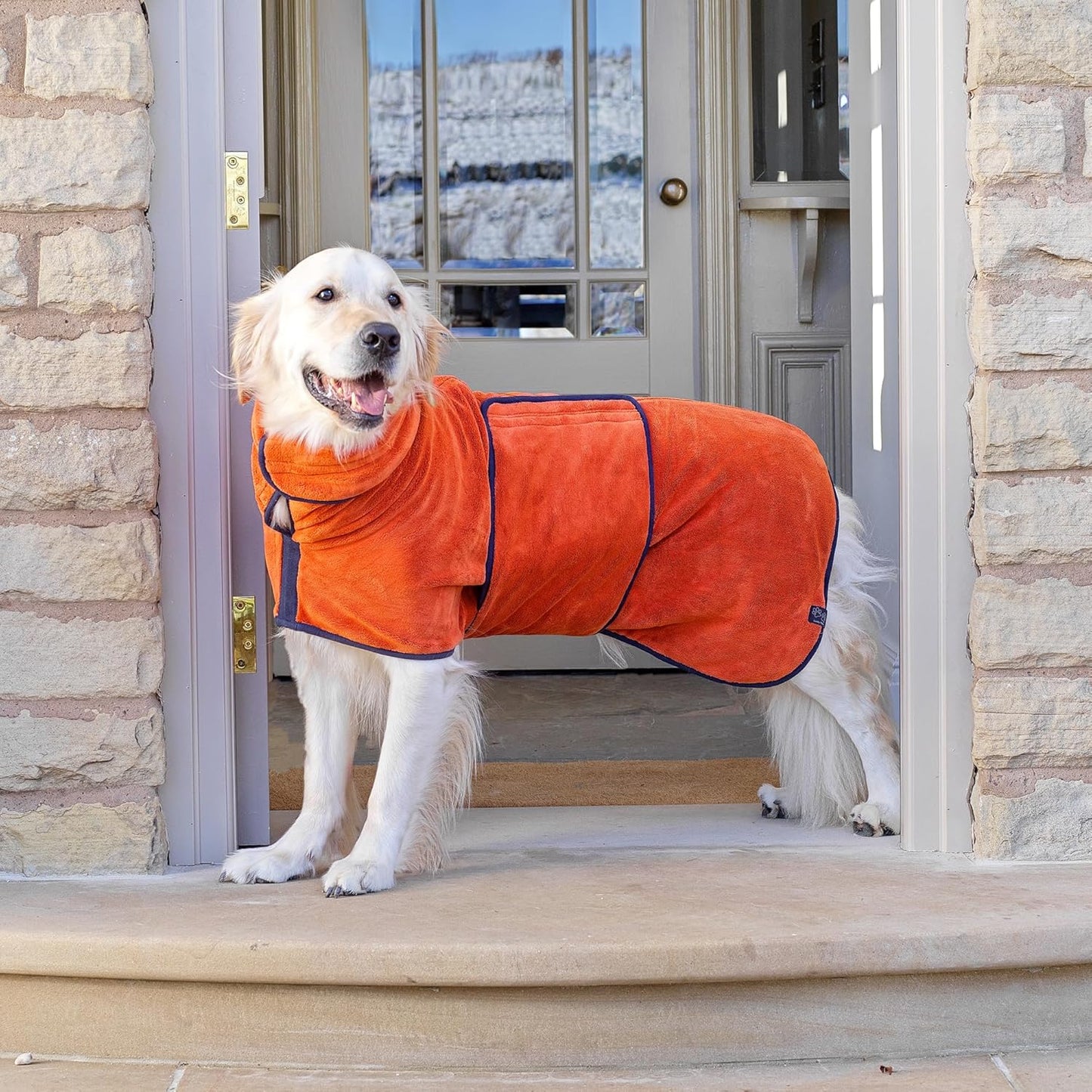 Hundebademantel doppellagig ultra-absorbierend, XL Bernstein