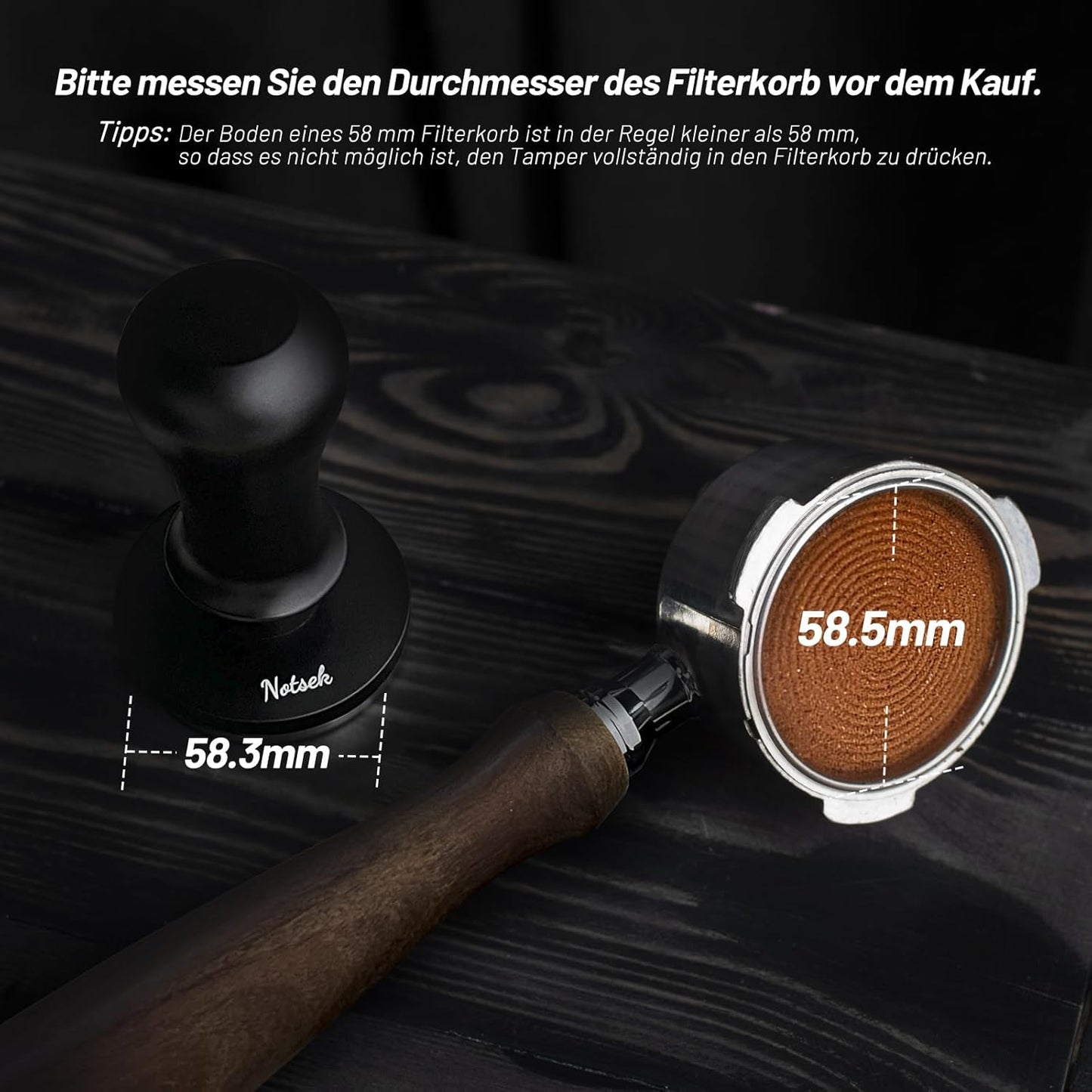 Espresso Tamper mit Druckregulierung, Schwarz 58mm