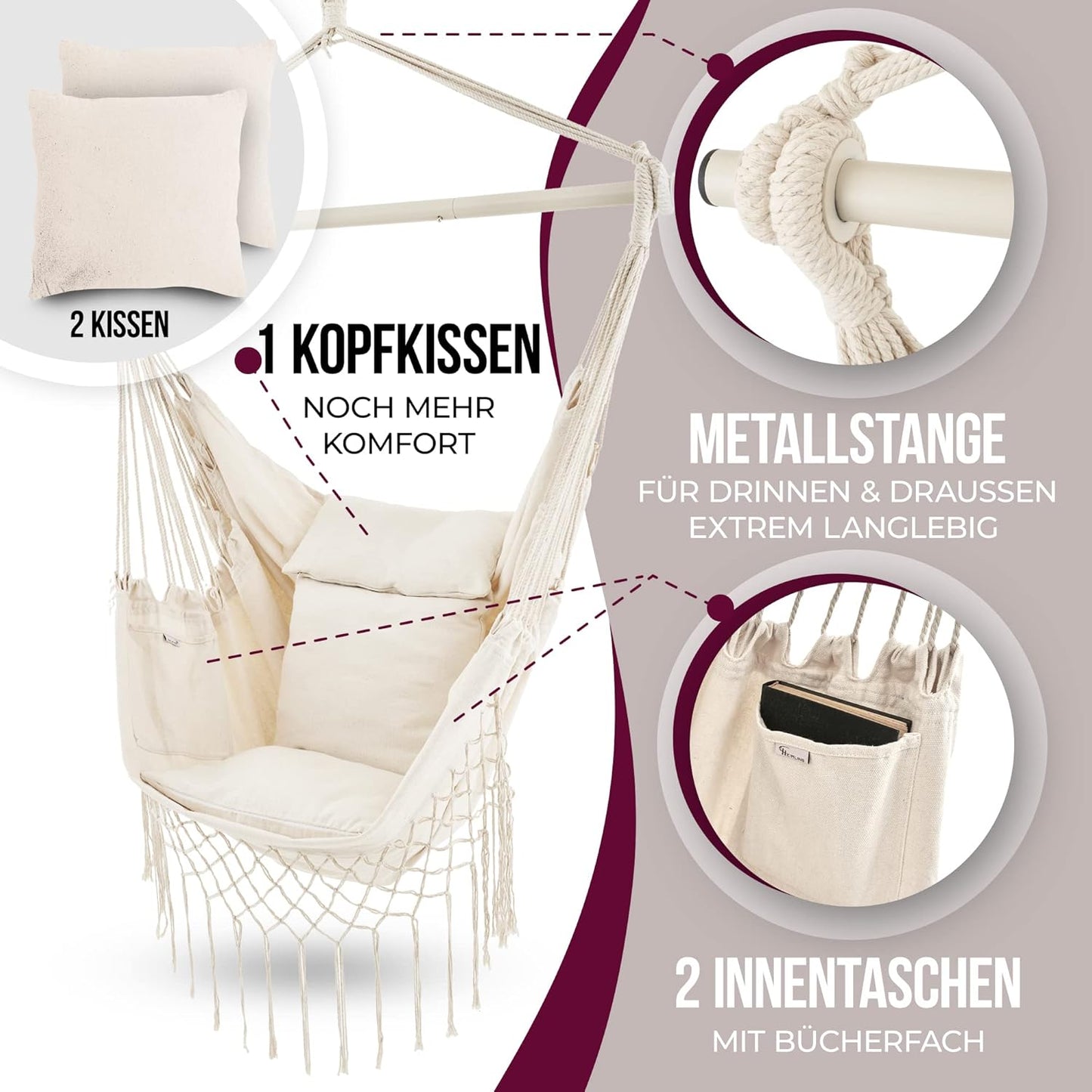 Hängesessel, Beach Beige
