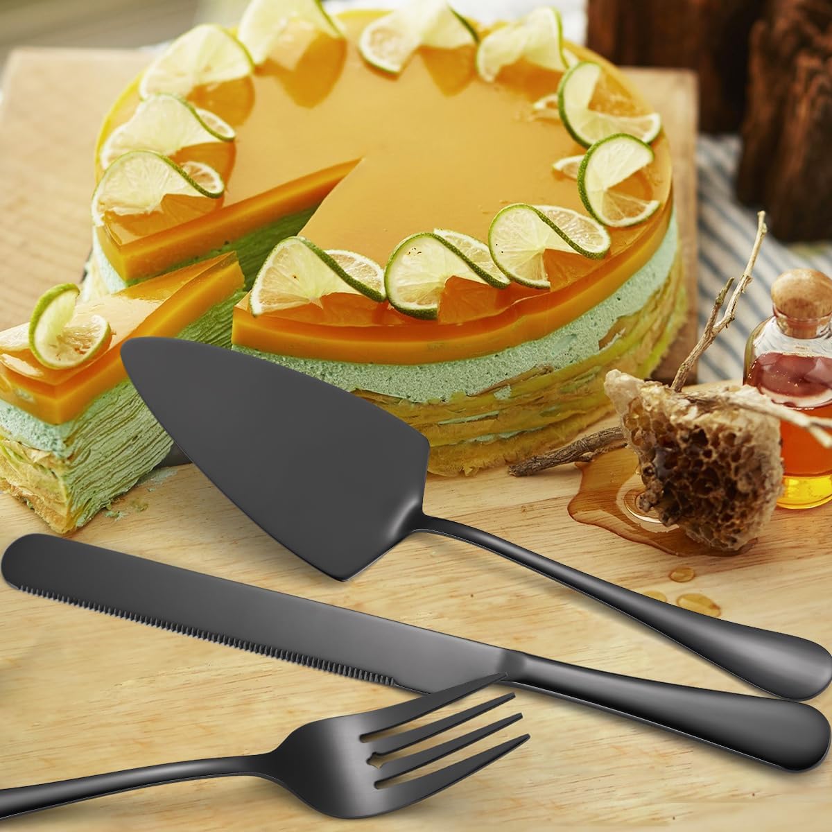 8-teiliges Servierbesteck-Set für Buffet, 8 Schwarz