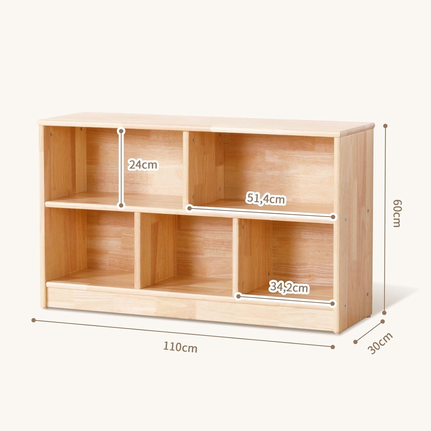 Kinderregal mit 5 Fächern, 5 Fächern-110cm L
