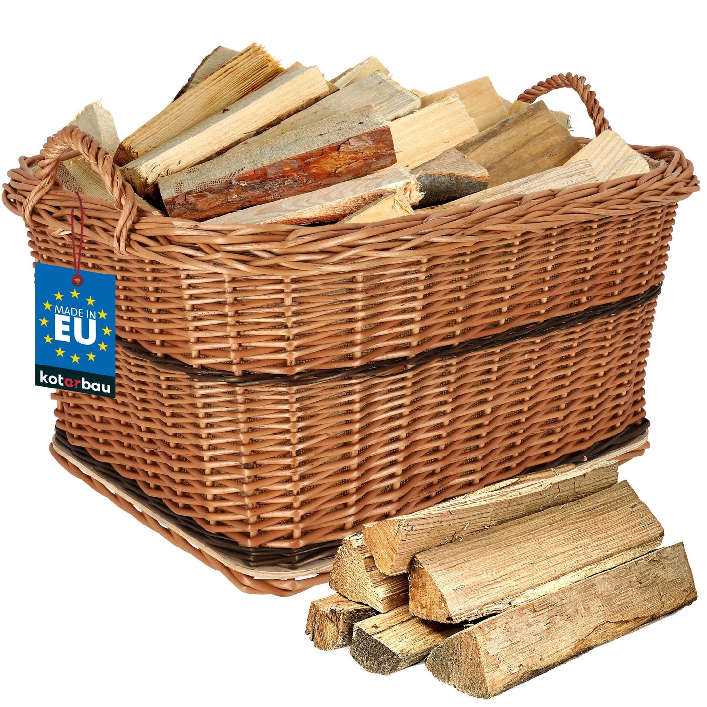 Weidenkorb für Brennholz, 60x50 cm, Zweifarbig 60x50 cm