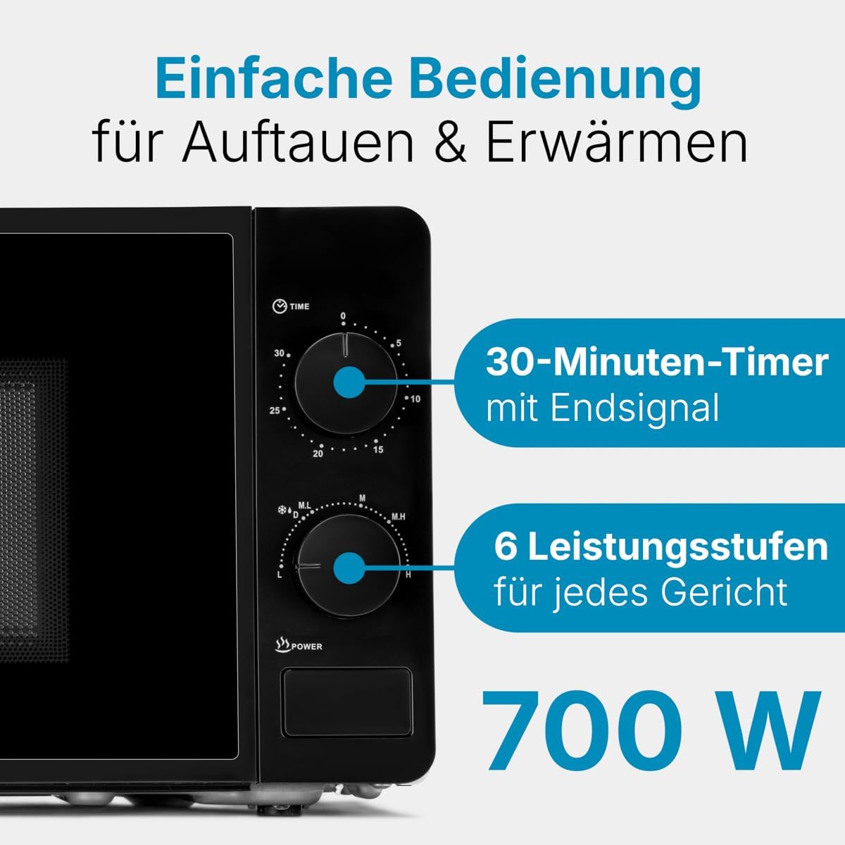 MW 791 Mikrowelle mit Timer und Drehteller, Schwarz