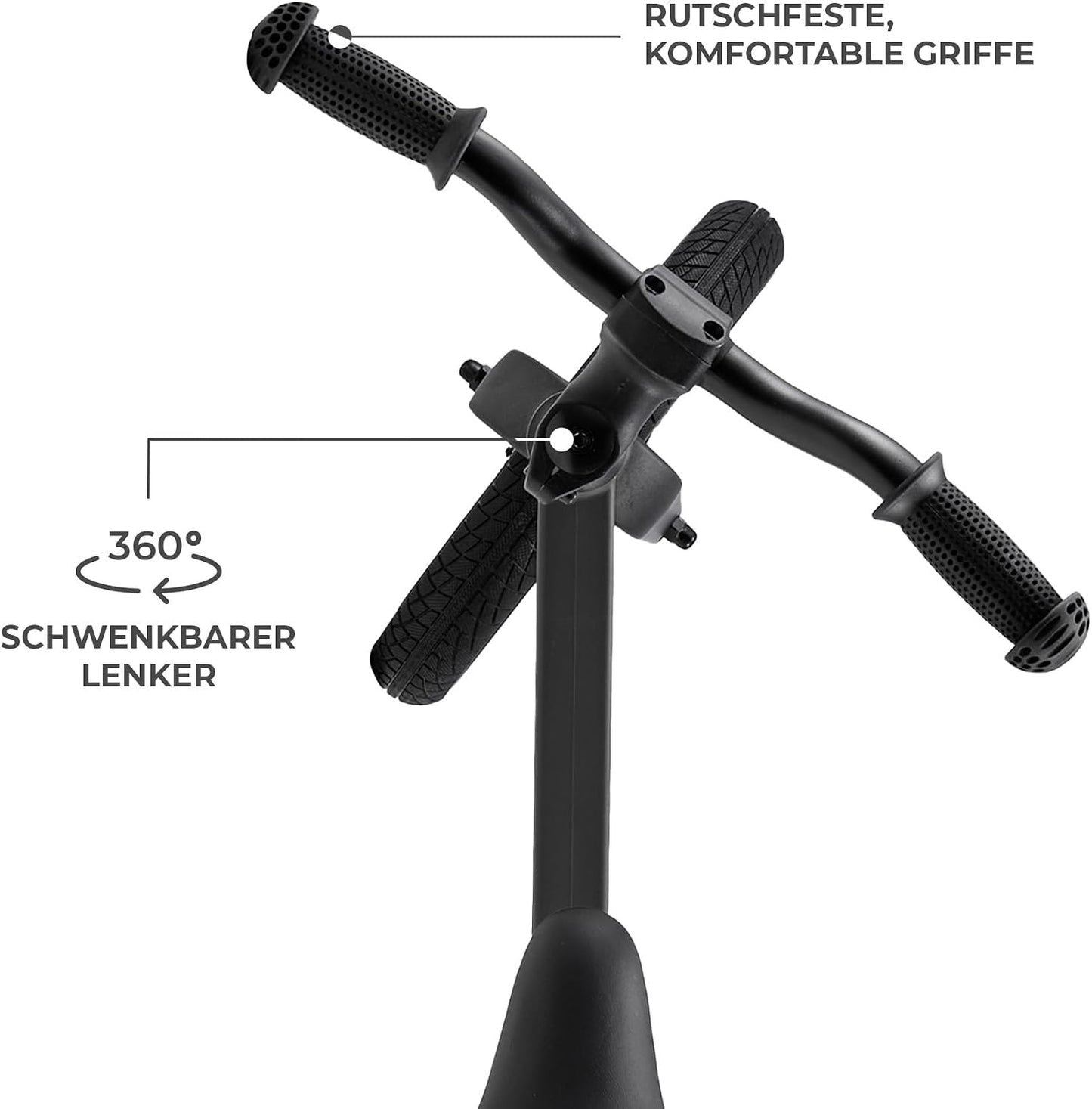 Laufrad Eter bis 35 kg, 12 Zoll, höhenverstellbar, Schwarz