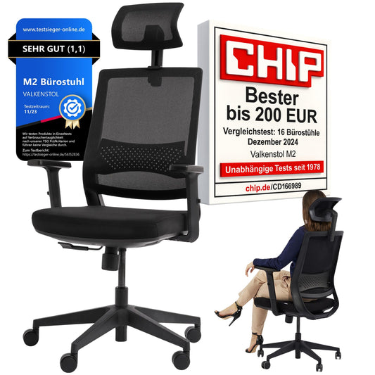 Ergonomischer Schreibtischstuhl M2pro, M2pro (Schwarz)