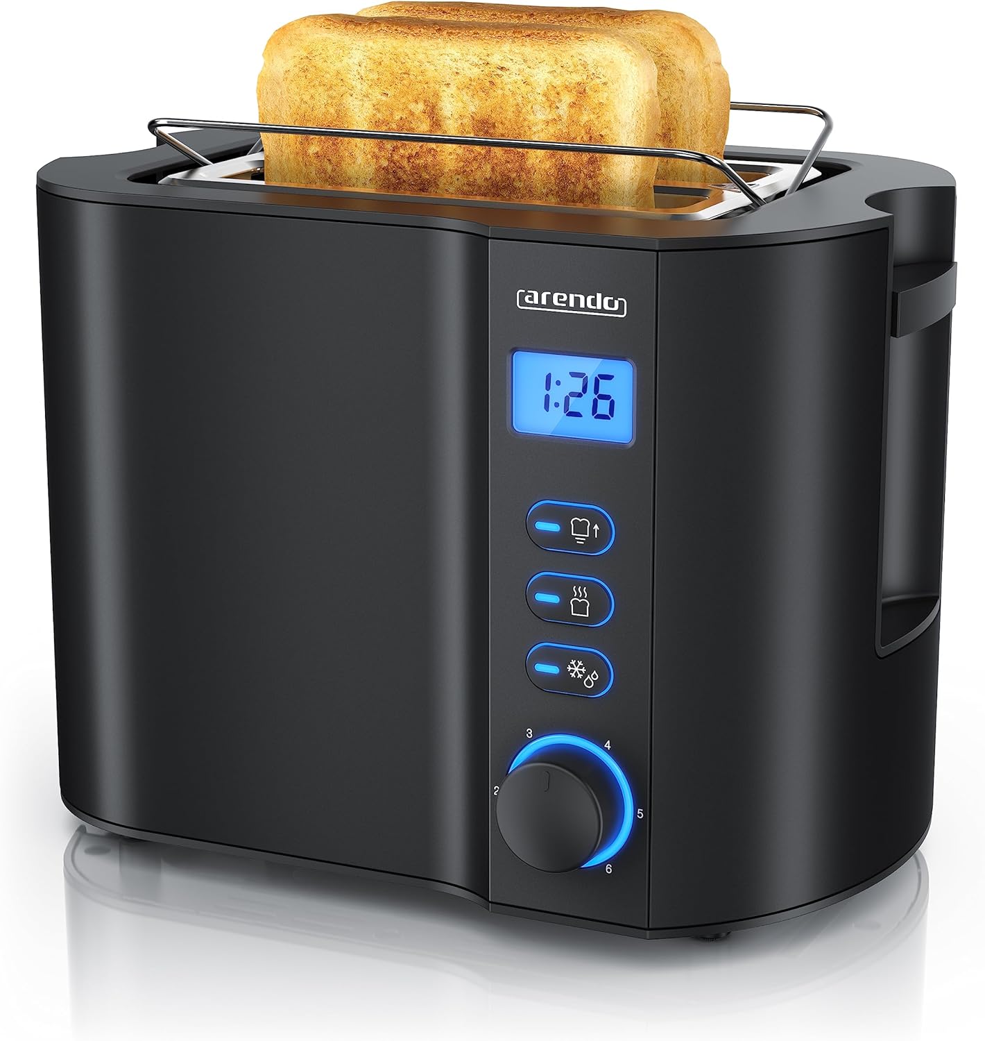 Toaster Manha Compact mit Restzeitanzeige und Brötchenaufsatz, A: Schwarz