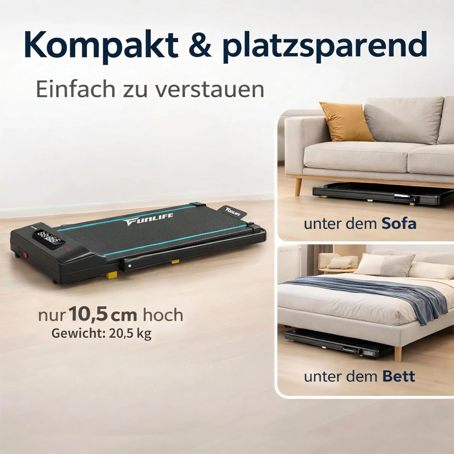 3-in-1 klappbares Laufband F1, Blau