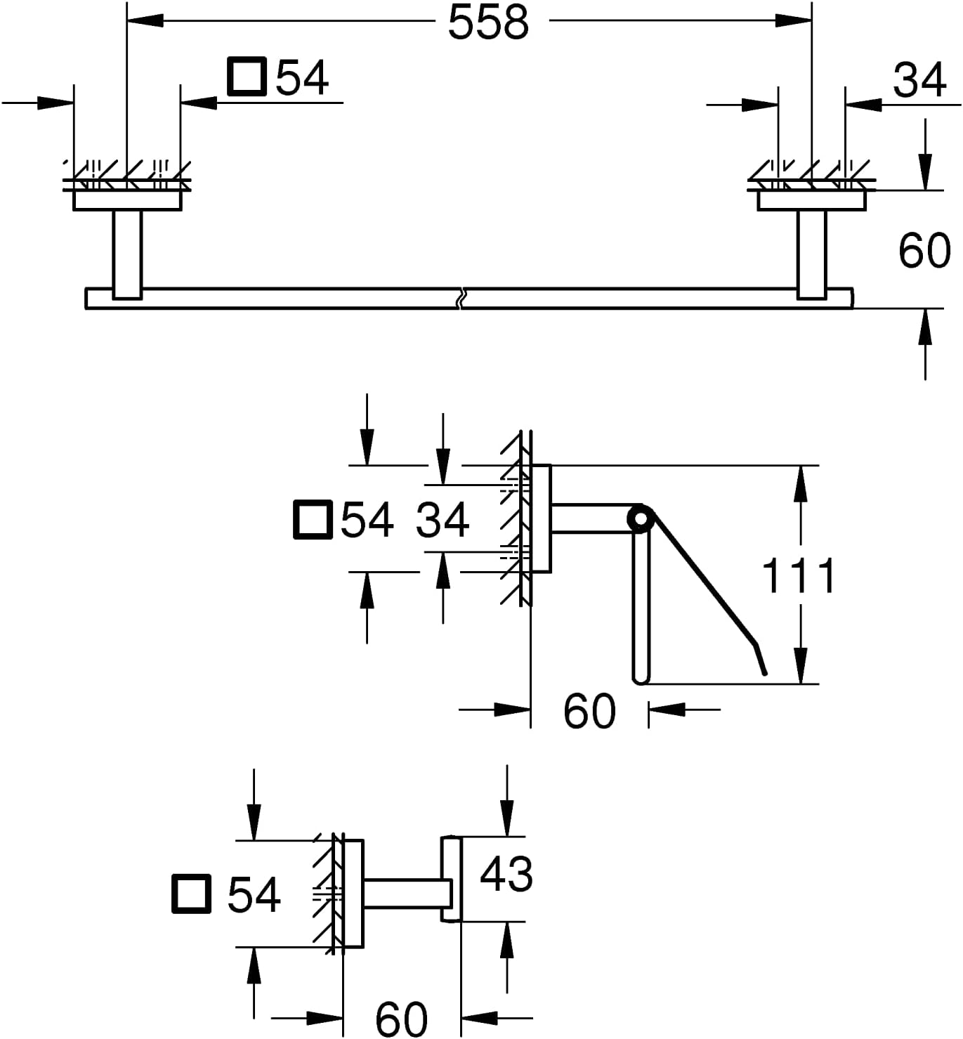 3-in-1 Bad-Set Start Cube QuickFix, ohne Kleber Chrom