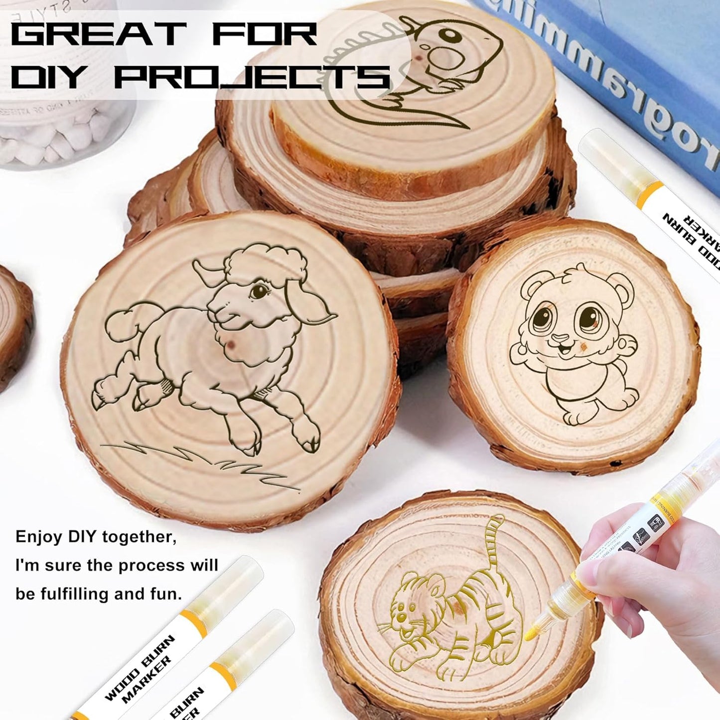 Holzbrennmarker, 4 Stück, doppelseitig, 4 Stück