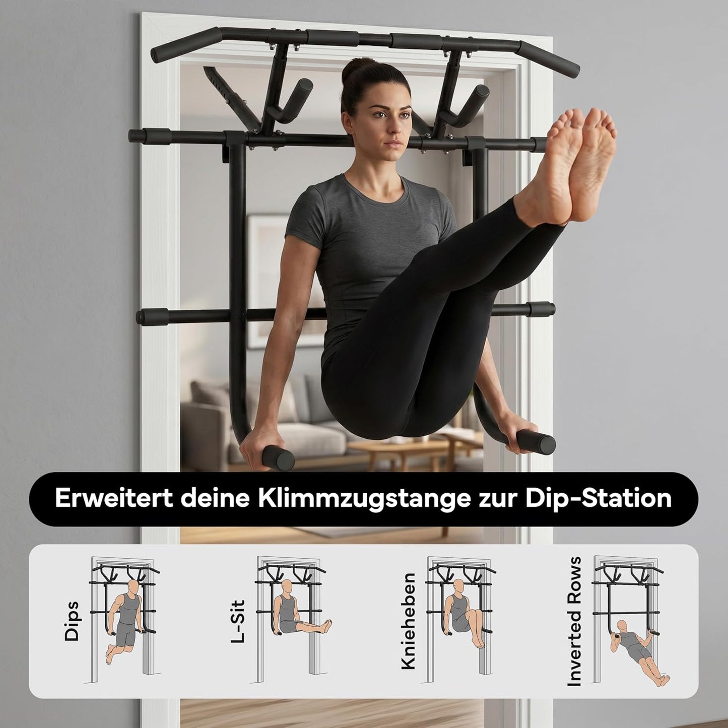 Klimmzug- und Dipstangen-Set für den Türrahmen, Klimmzugstange + Dip Stange Bundle
