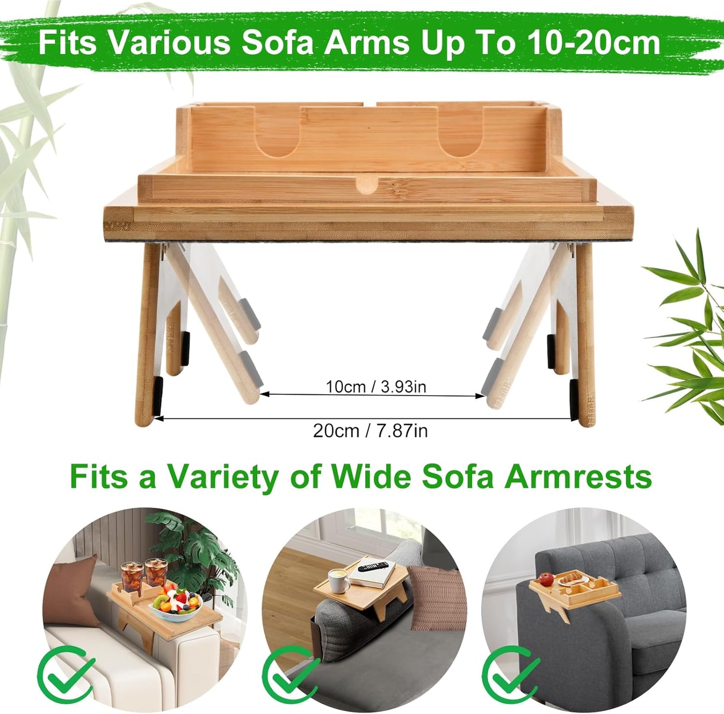 Sofa-Armlehnen Tablett mit Getränkehalter & Tablet-Ständer