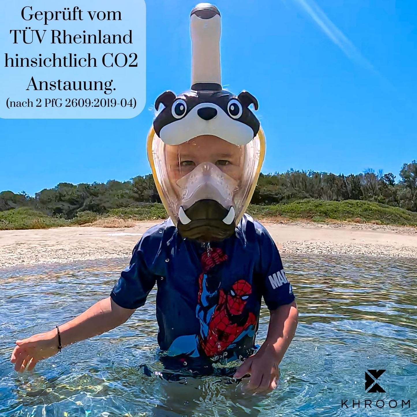 CO2-sichere Schnorchelmaske für Kinder ab 3 Jahren, Blau
