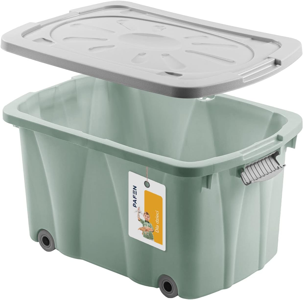 Spielzeugkiste mit Rollen, Grün Aufbewahrungsbox 49l