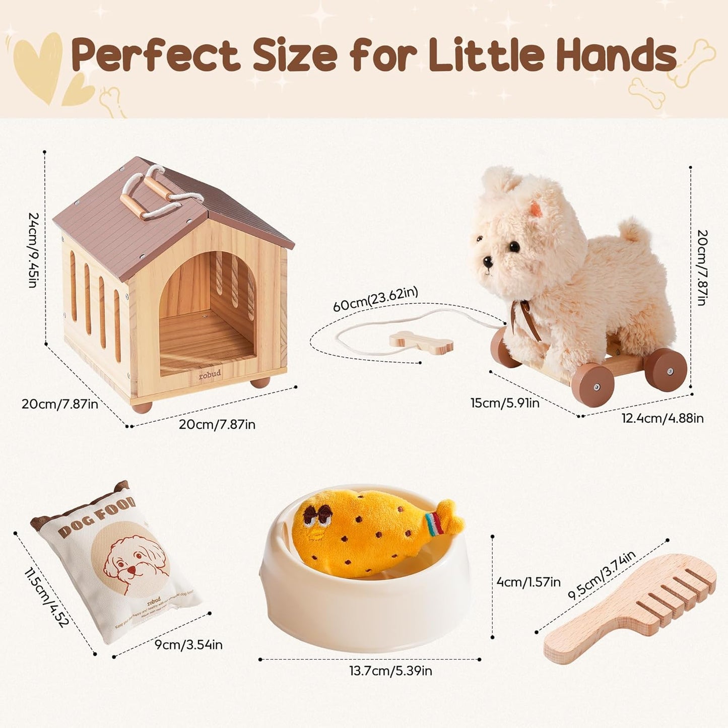 2-in-1 Hundespielzeug & Tierpflege-Set aus Holz