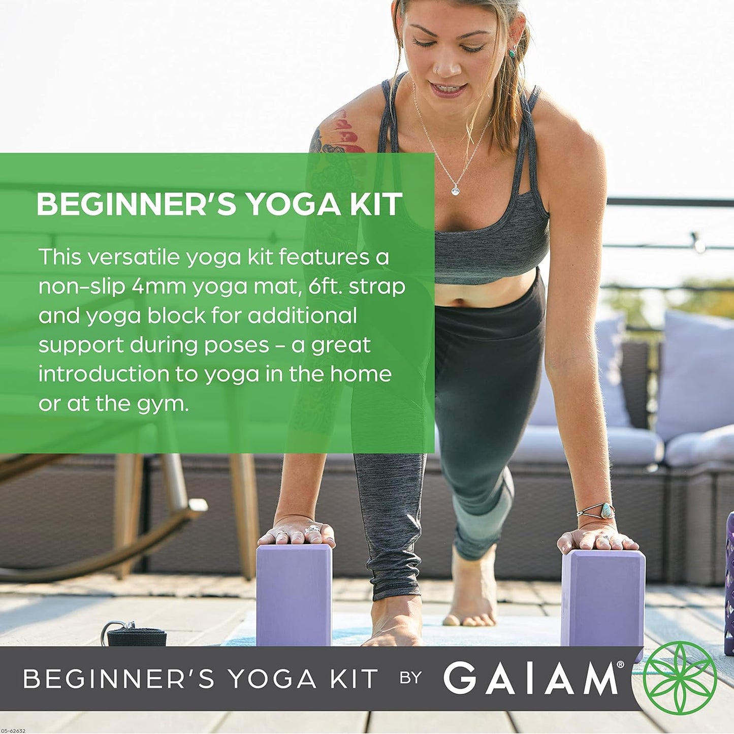 Yoga Starter-Kit Matte, Block, Gurt, Lily Shadows 1 Block-Set