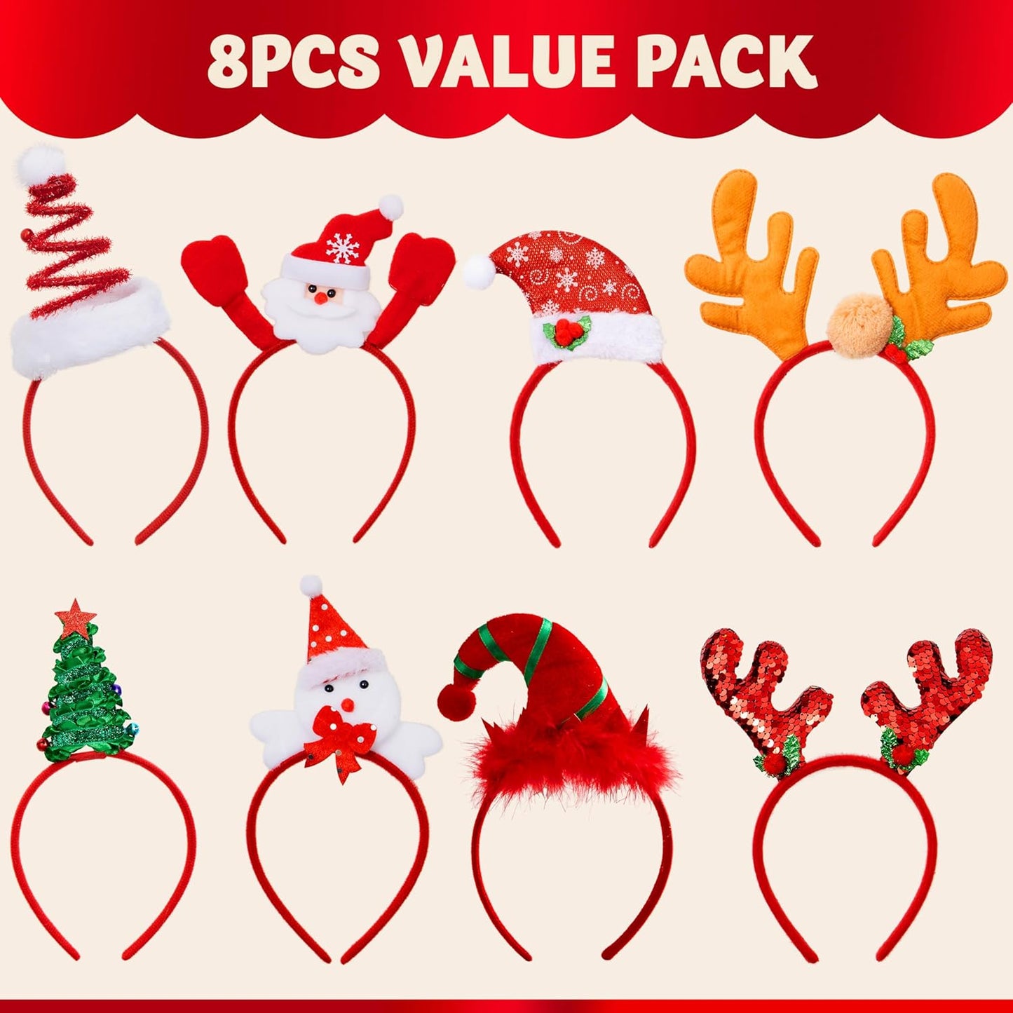 8 Stück Weihnachtshaarreife