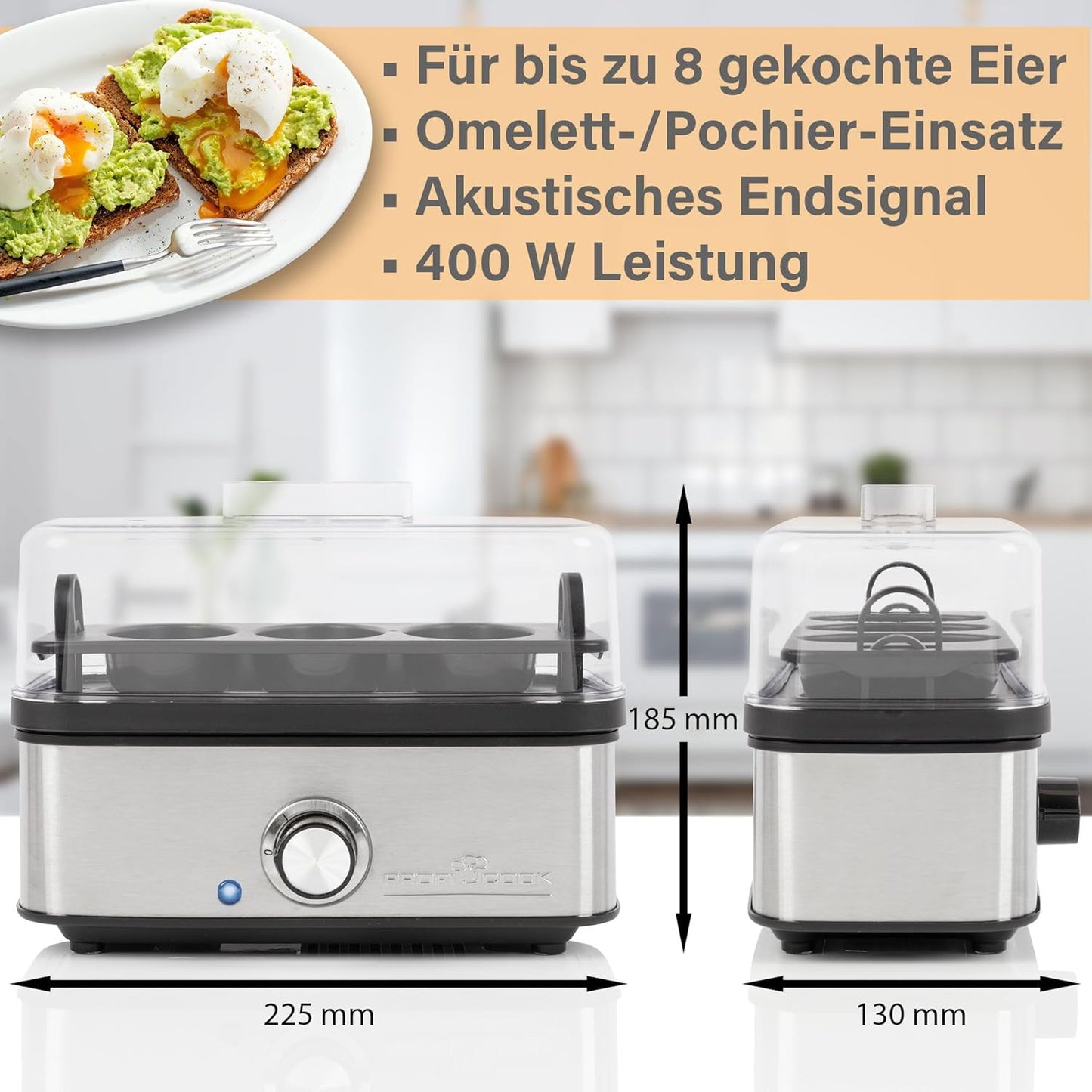 Eierkocher PC-EK 1275 mit Omelett-/Pochier-Funktion