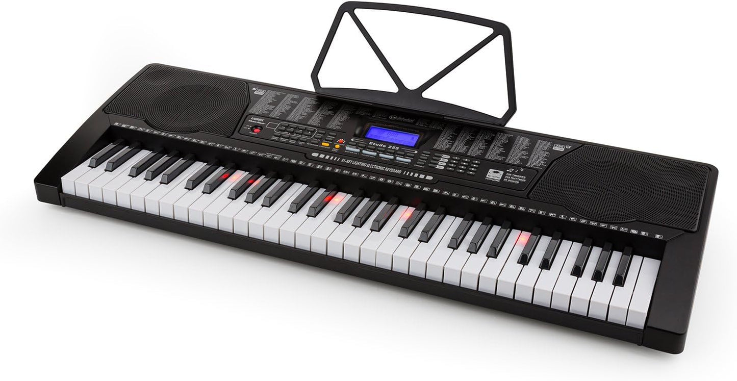 Keyboard mit Lern- und Aufnahmefunktionen, 255 Rhythmen mit USB Schwarz