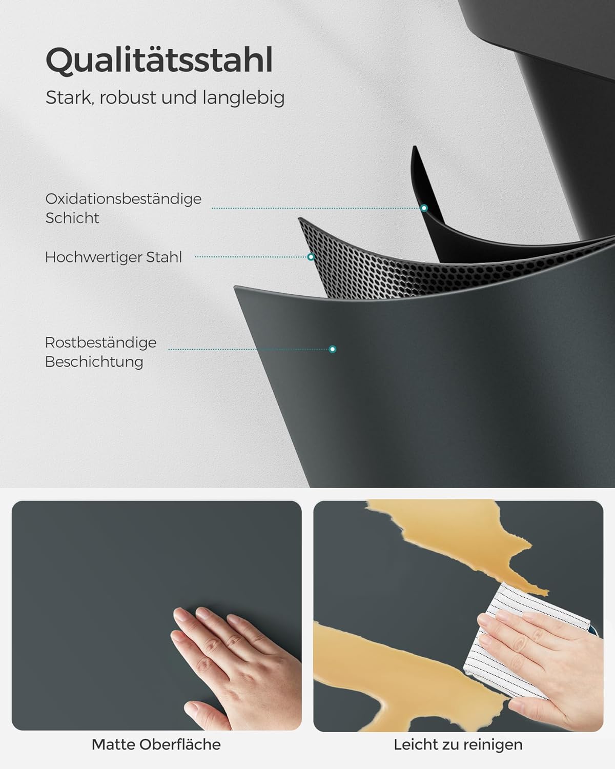 Mülltrennsystem, Grüngrau + Tintenschwarz