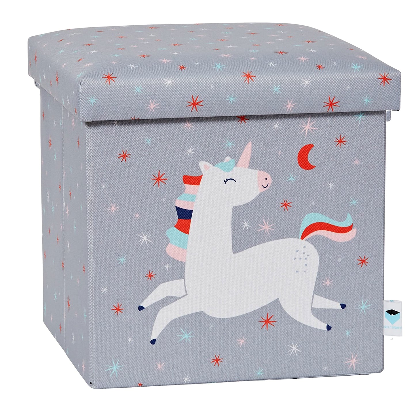 Sitzhocker mit Stauraum und Einhorn-Motiv, Einhorn