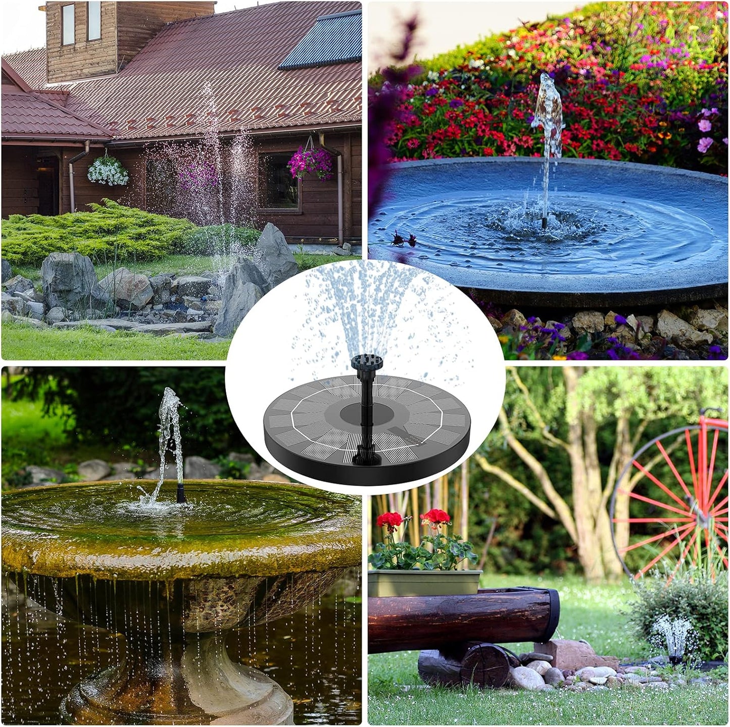 Solarbetriebener Springbrunnen mit 6 Düsen, 1er