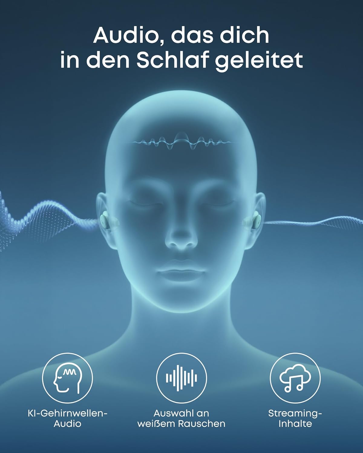 Sleep A30 Schlafkopfhörer mit Schonendem ANC und Geräuschmaskierung, Mondschein-Weiß