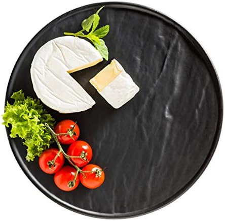 Hartkeramikplatte im Schieferdesign, 26 cm Schwarz