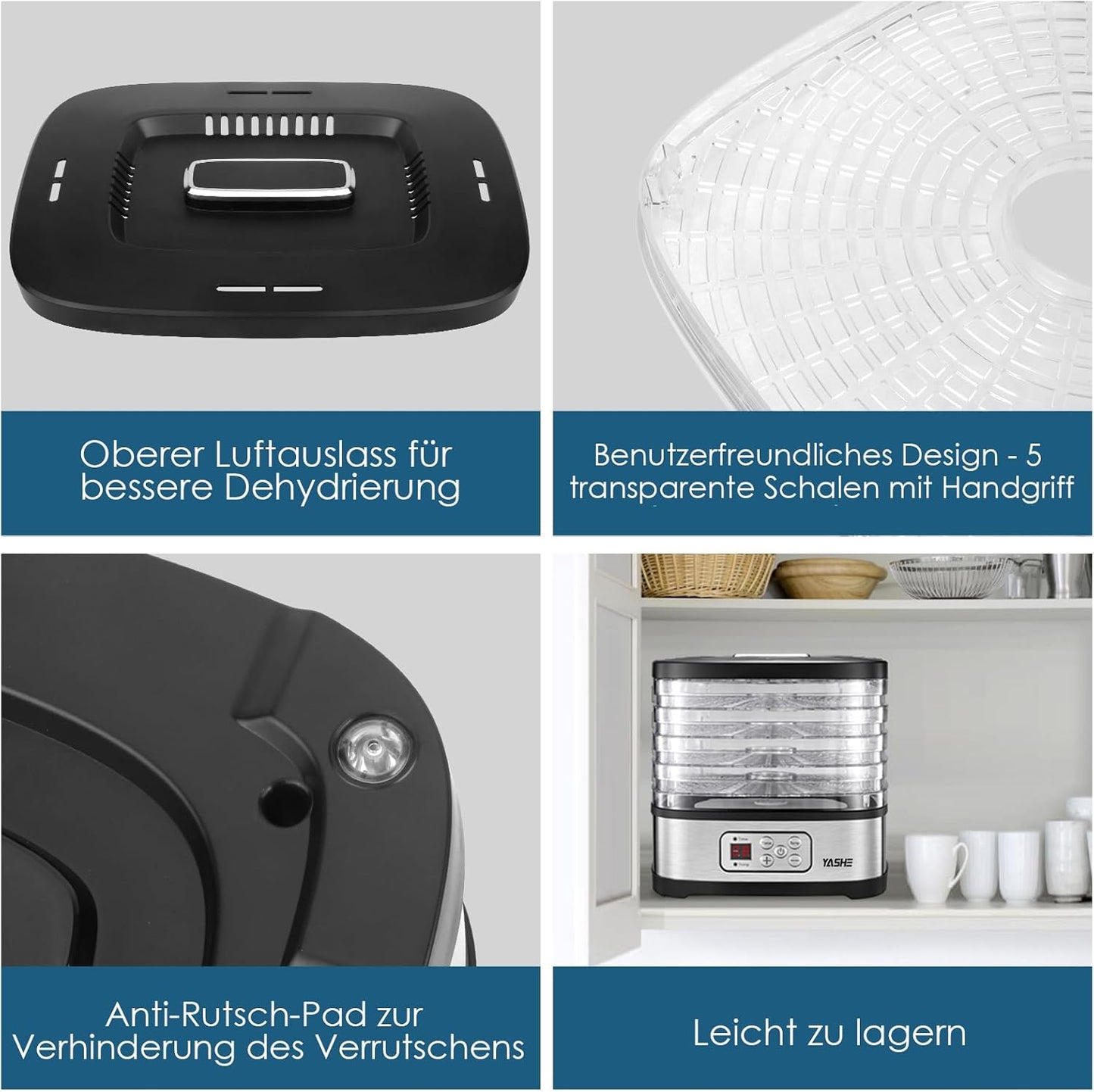Dörrautomat GGJ-261B, Elektronische Steuerung 5 BPA-frei Tabletts