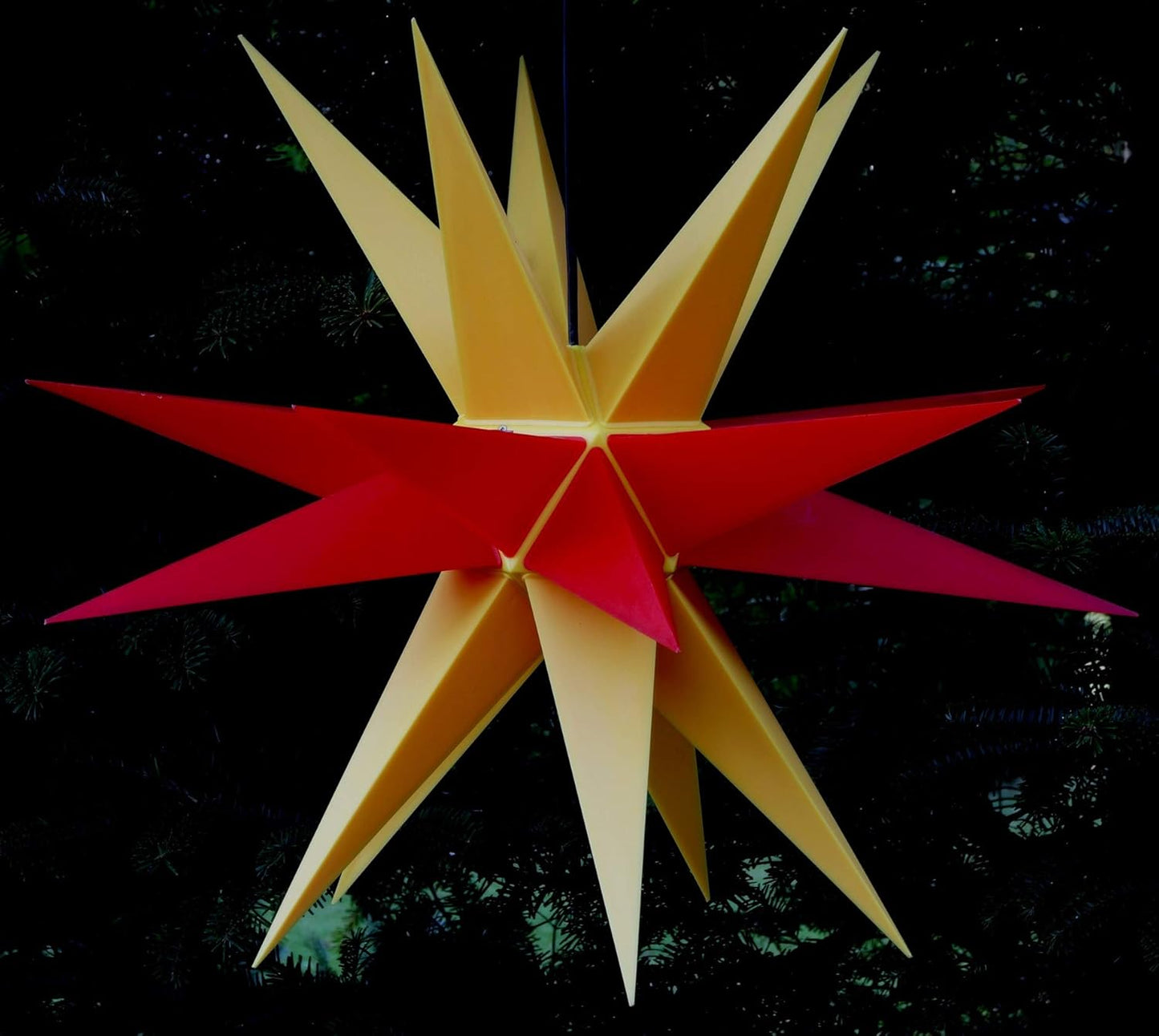 3D-Weihnachtsstern Melchior, zweifarbig, mit 20 Spitzen, Melchior Gelb/Rot