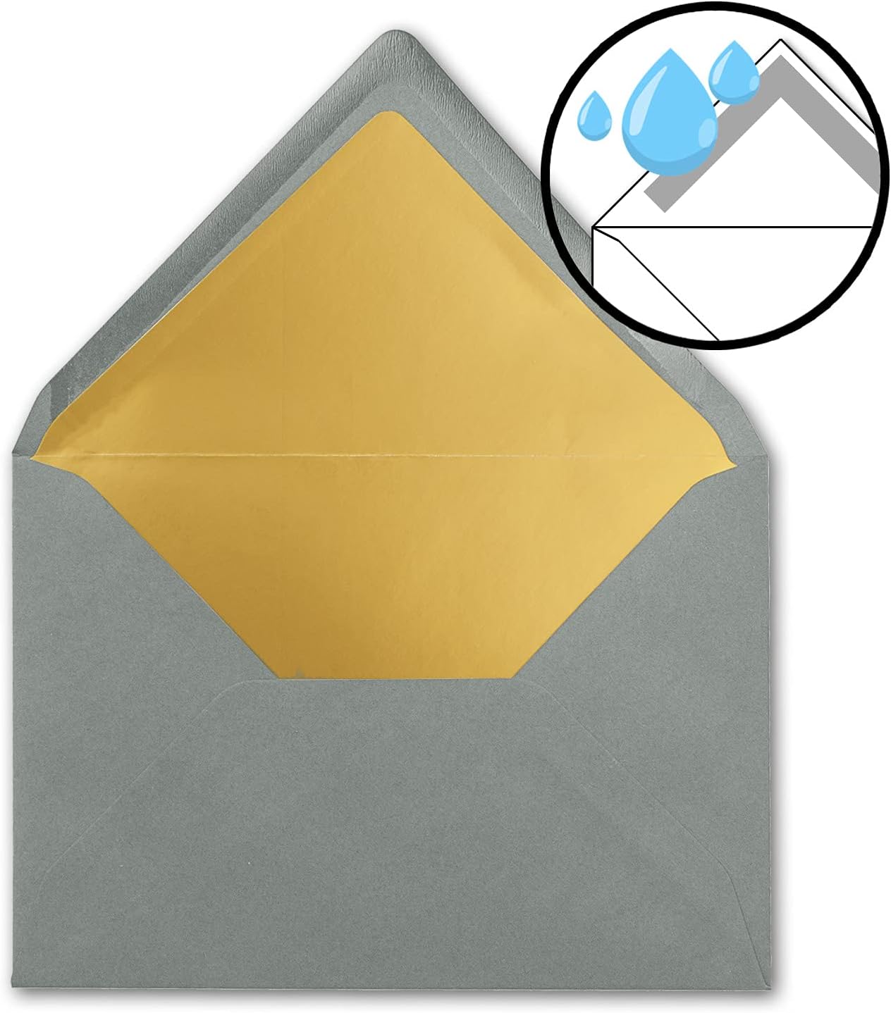 Gold-gefütterte Briefumschläge C5 (50 Stück), 50 Umschläge graphit | Gold