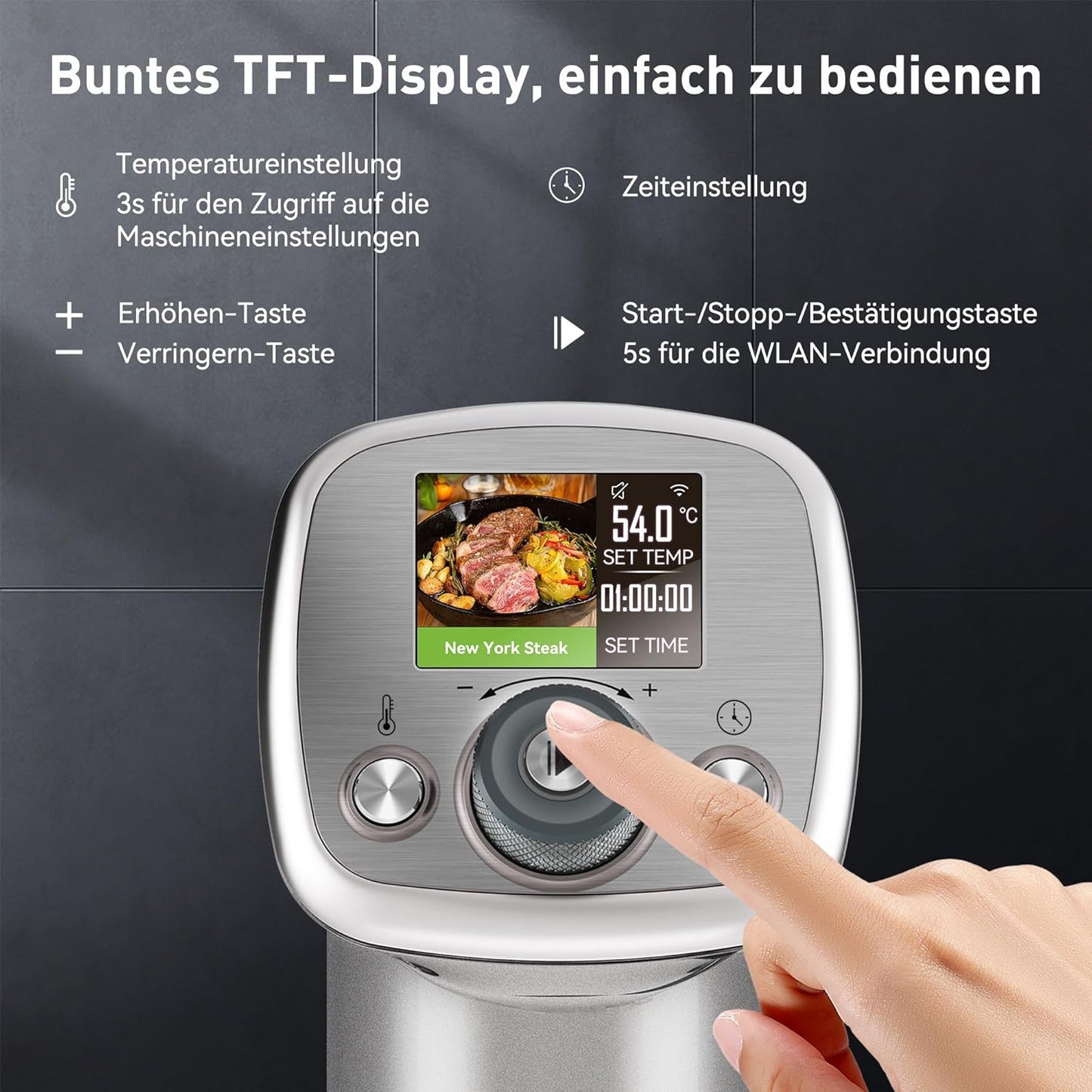 Sous Vide Garer mit WiFi und App-Steuerung, G320PS, G320ps Silber G320PS