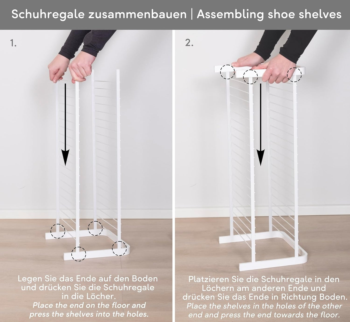 Platzsparendes Schuhregal, Weiß 67 cm / 2 Ebenen