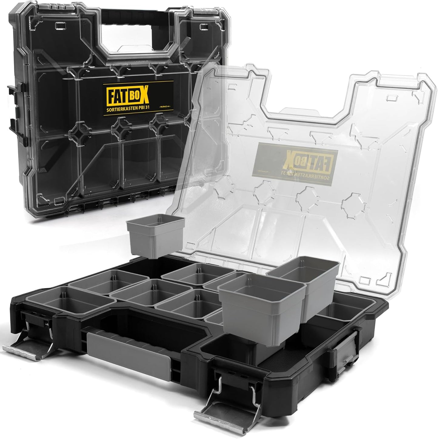 XXL Organizer Sortierkasten, Schwarz Pbi 31 (44x36x6,5cm) | 1er Pack