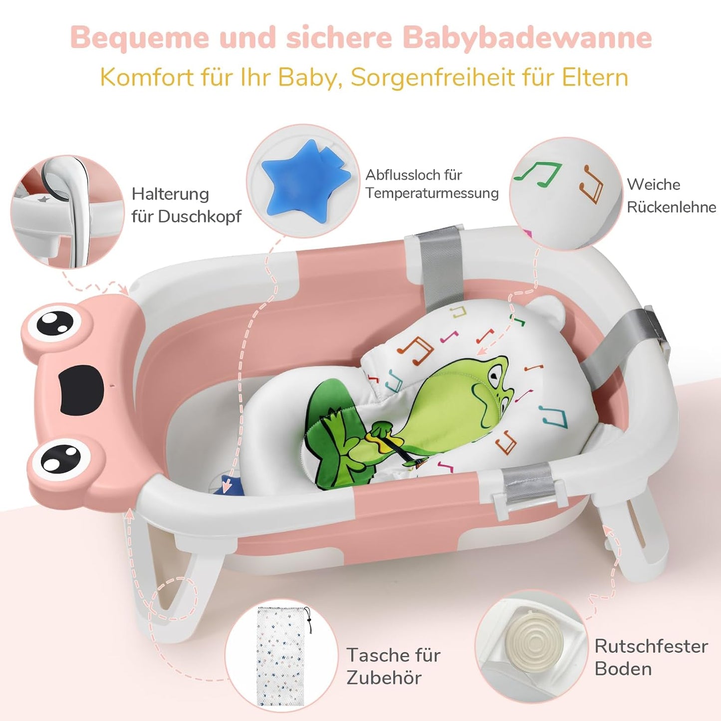 Faltbare Babybadewanne, Rosa