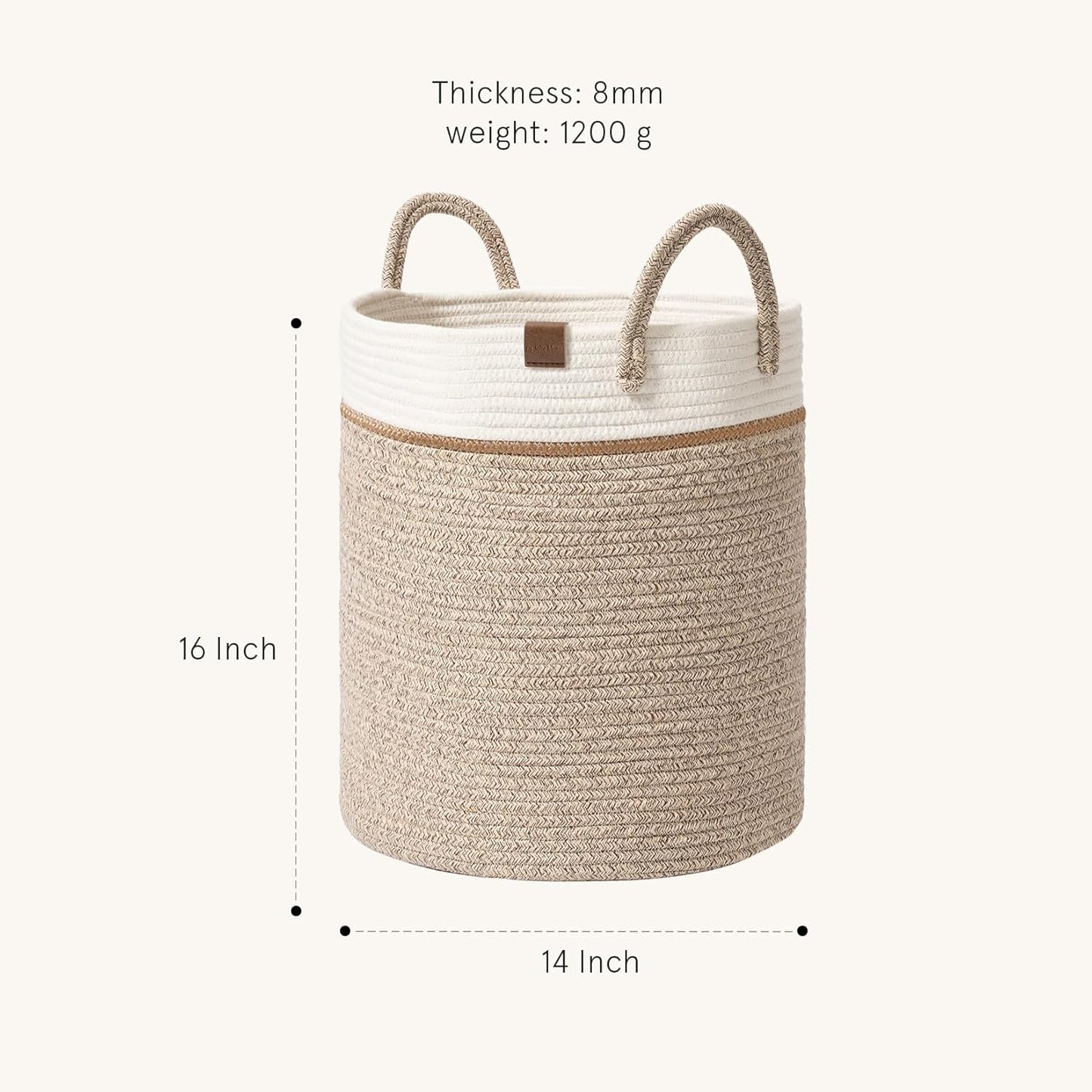 Aufbewahrungskorb aus Baumwollseil, Wüste 40L 35.6*35.6*40cm