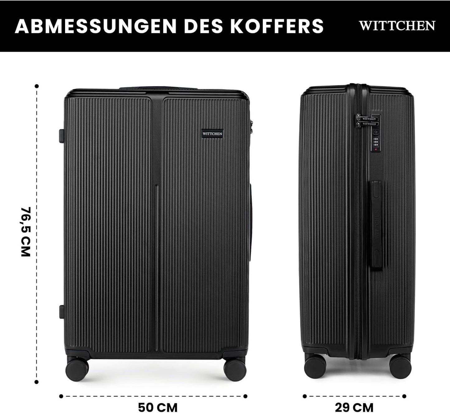Stripes Line Kofferset 3-teilig (M, L, XL), Schwarz Kofferset (M, L, XL)