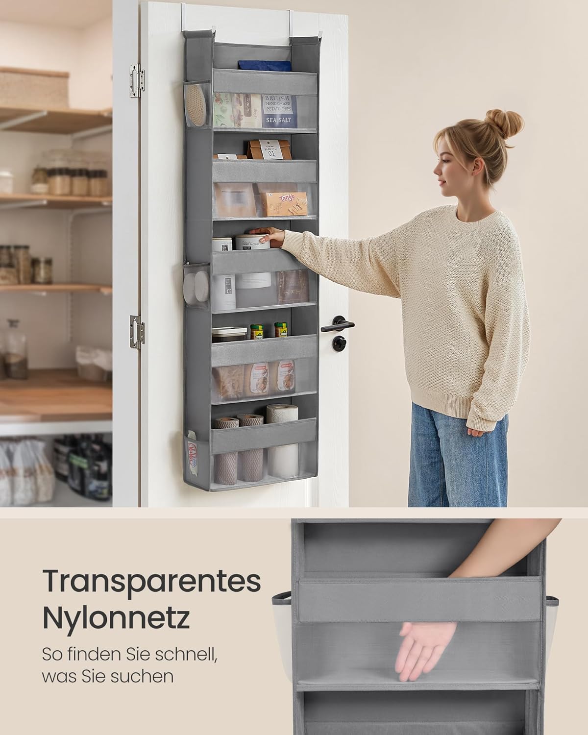 Hängeorganizer RDH007G01 mit Seitentaschen, Taubengrau