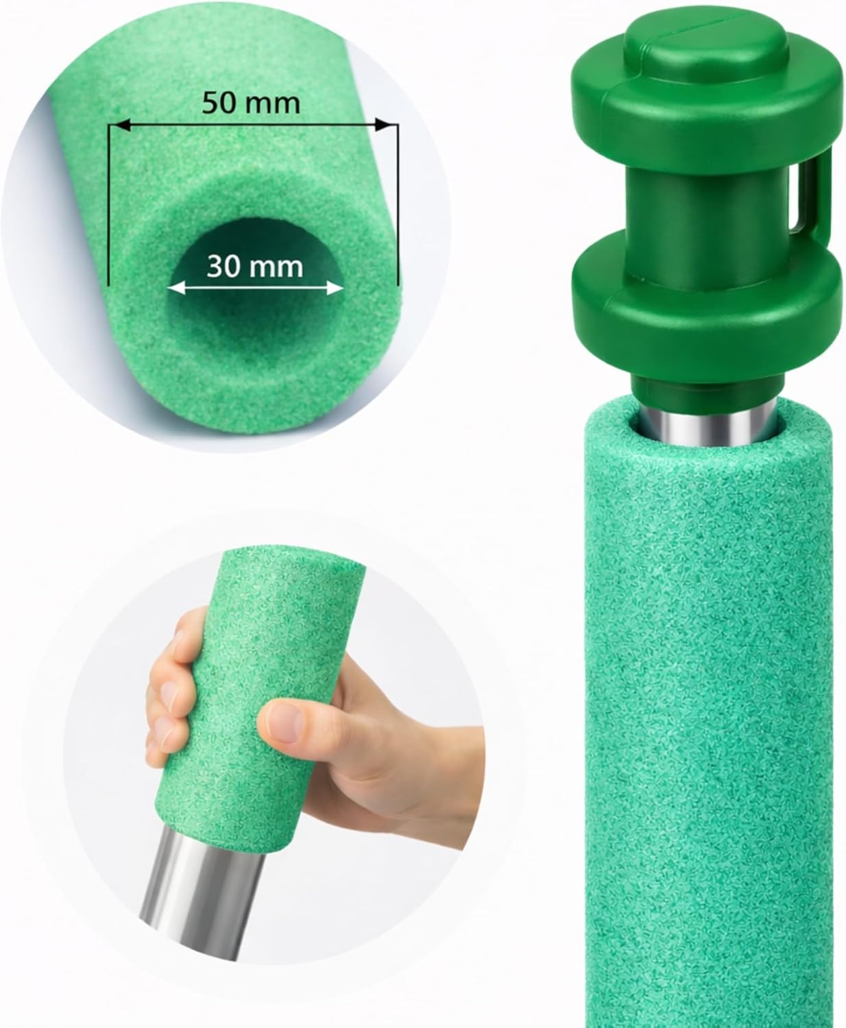 Trampolin Stangenschutz-Set, Grün mit Stangen Kappen