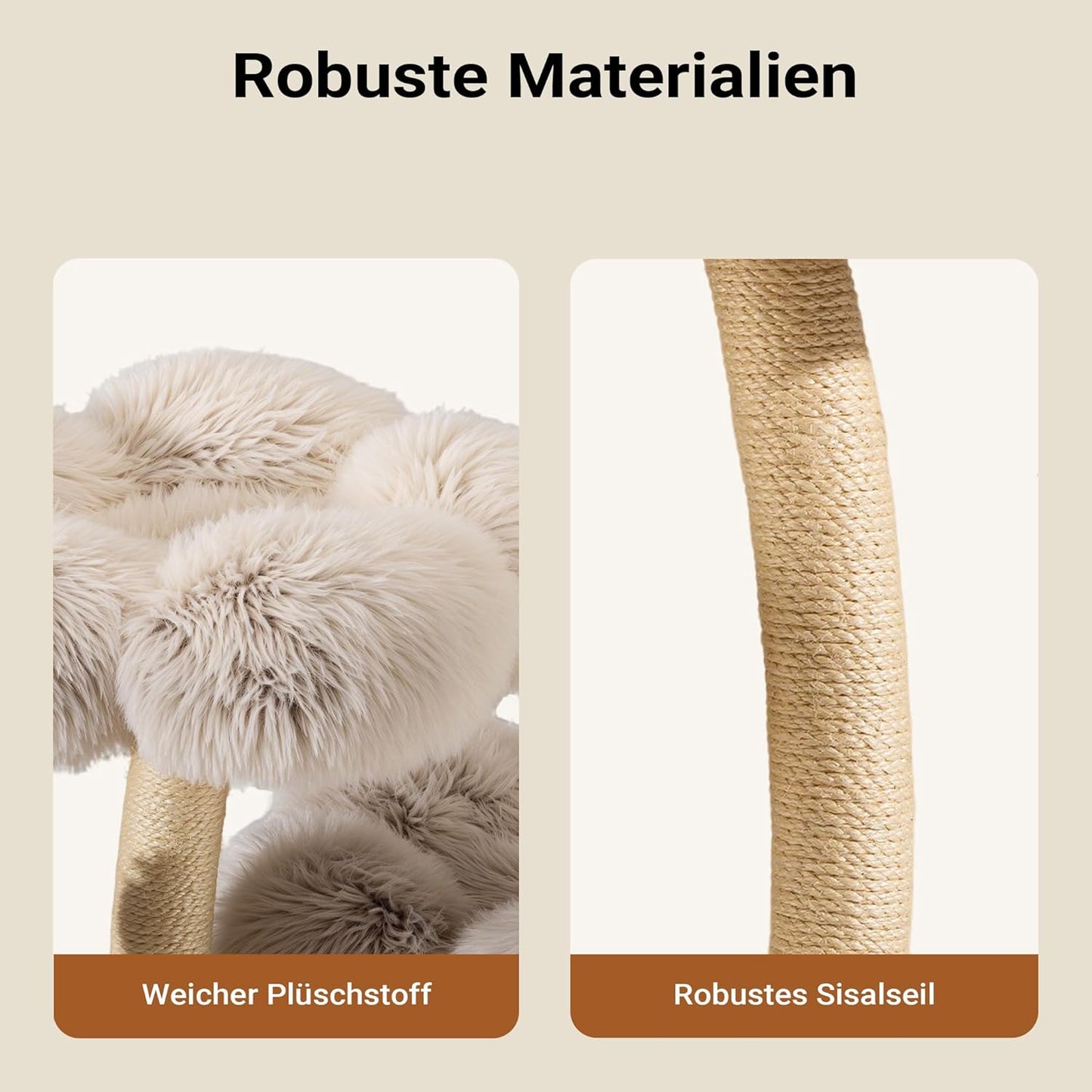 Designer Kratzbaum mit Plüsch & Sisal, 123 cm, 123cm