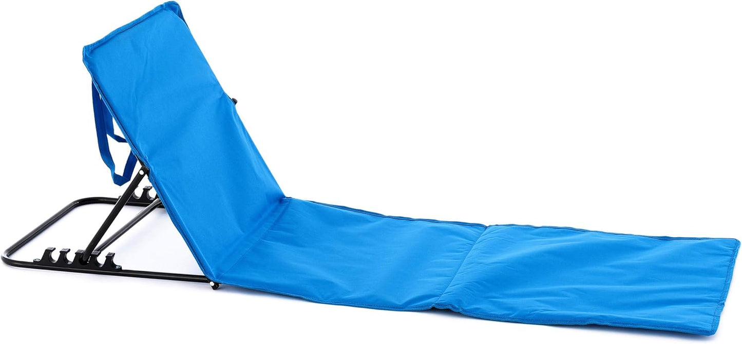 2-teiliges Strandmatten-Set mit verstellbarer Rückenlehne und Tasche, Blau